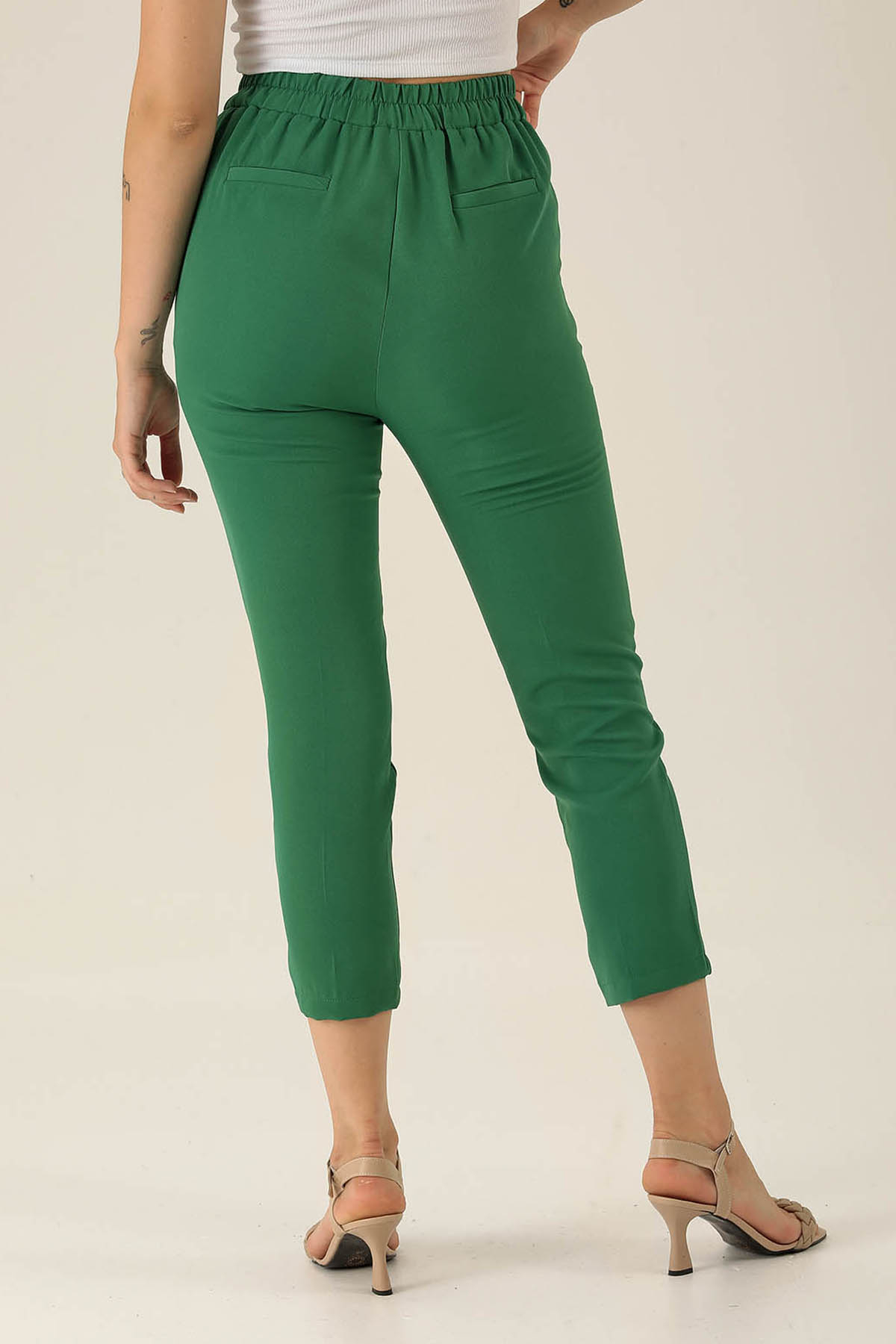 Bel Aksesuarlı Bayan Pantolon - 7105A Benetton Yeşili - 5