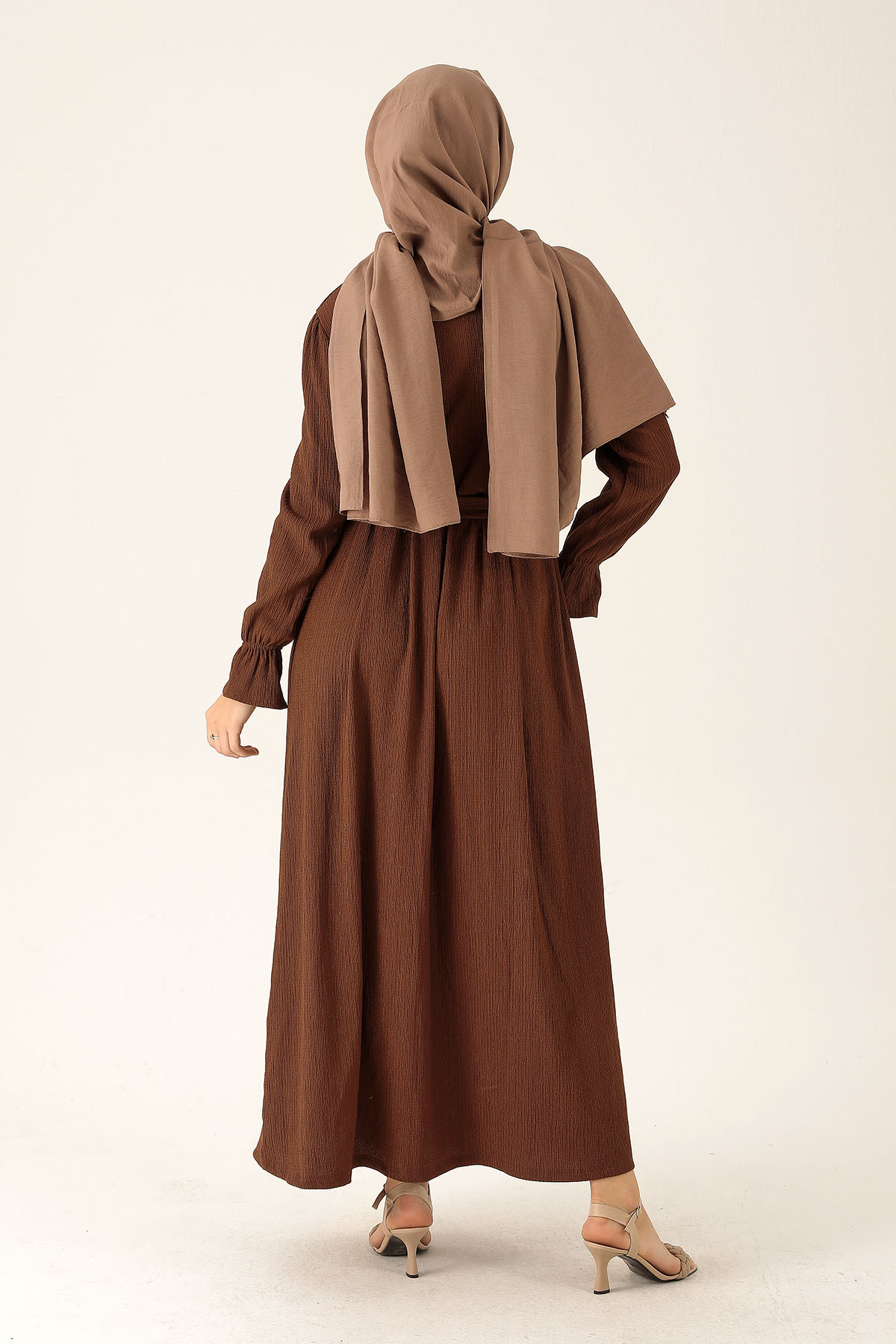 Bel Kuşaklı Elbise - 2613 Acı Kahve - 5