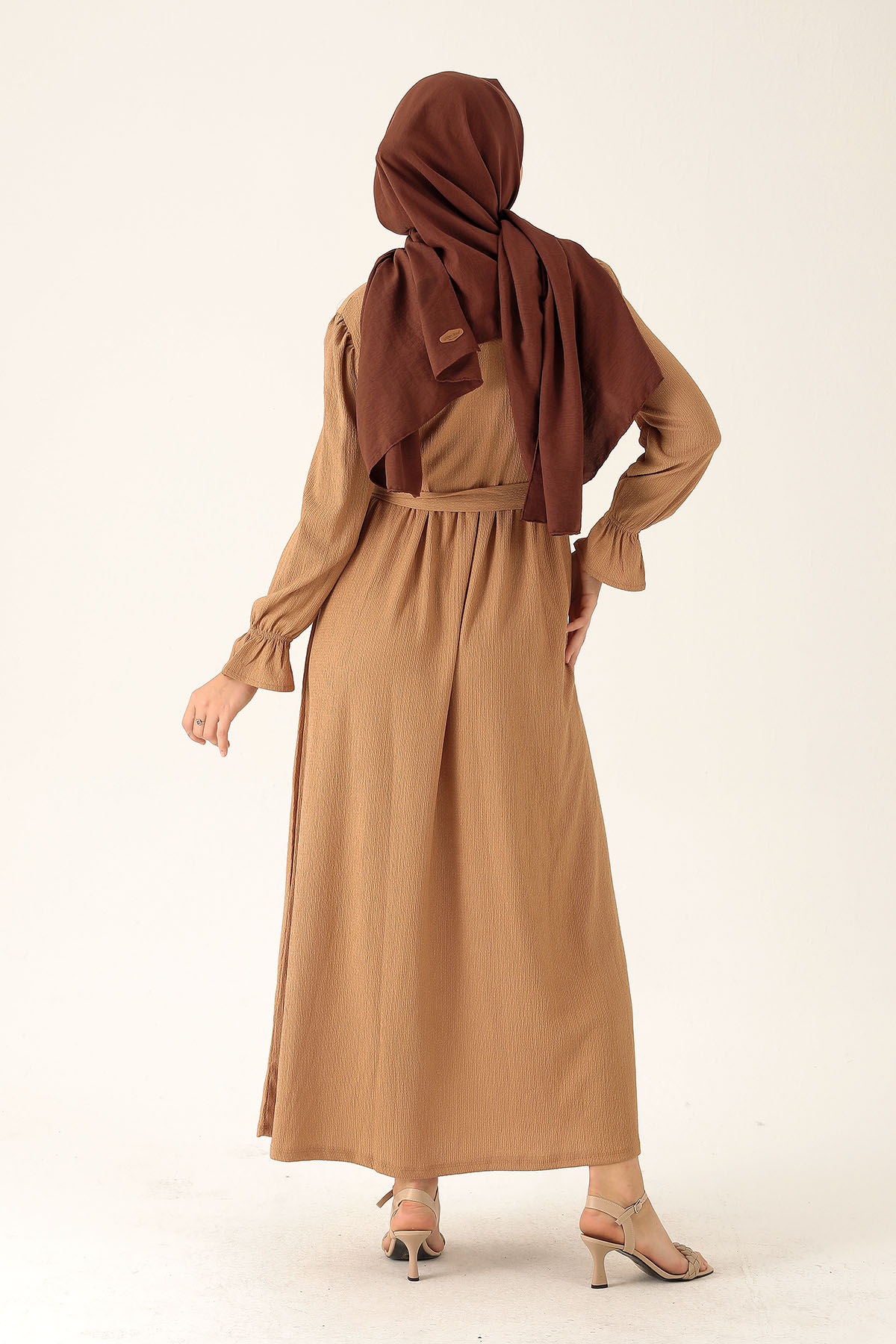 Bel Kuşaklı Elbise - 2613 Bisküvi - 5