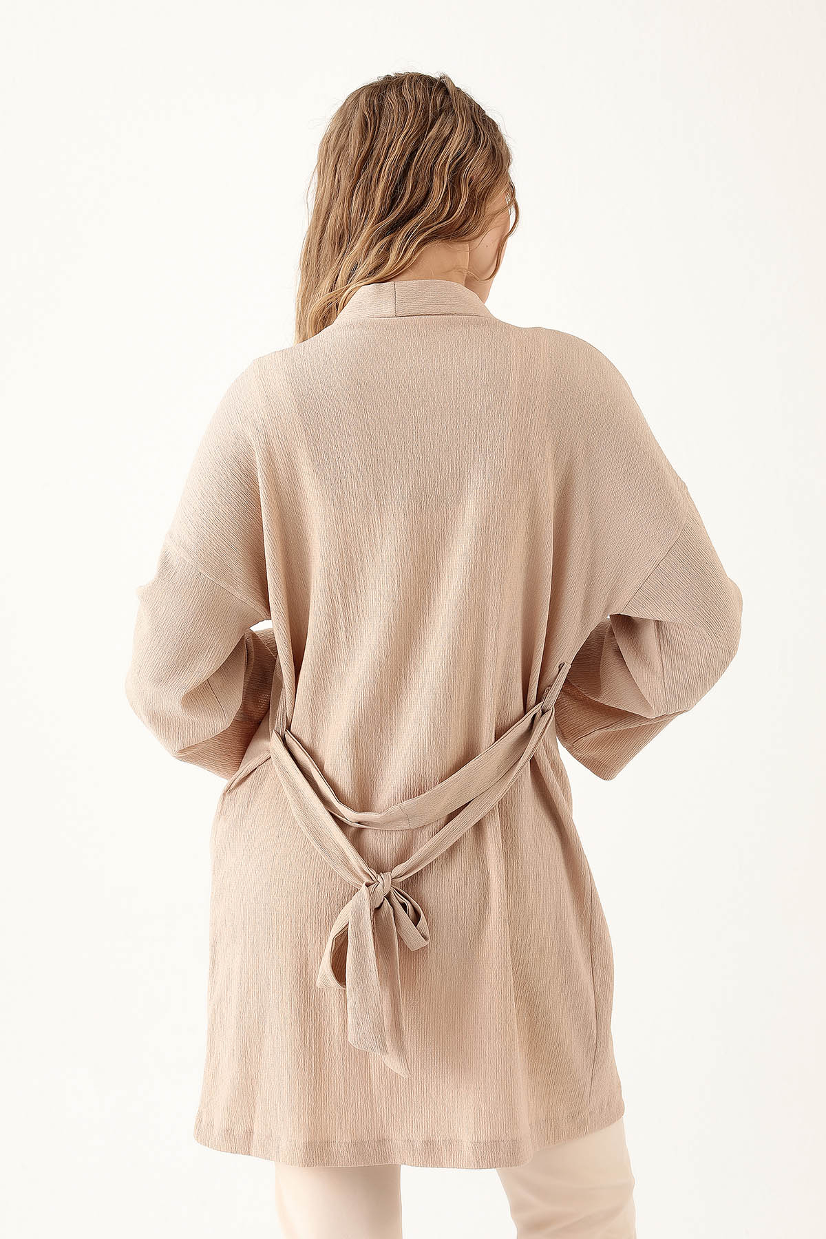 Bel Kuşaklı Kimono - 6538A Bej - 5