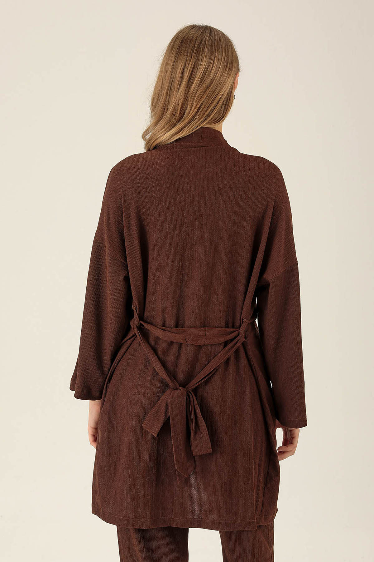 Bel Kuşaklı Kimono - 6538A Kahve - 5