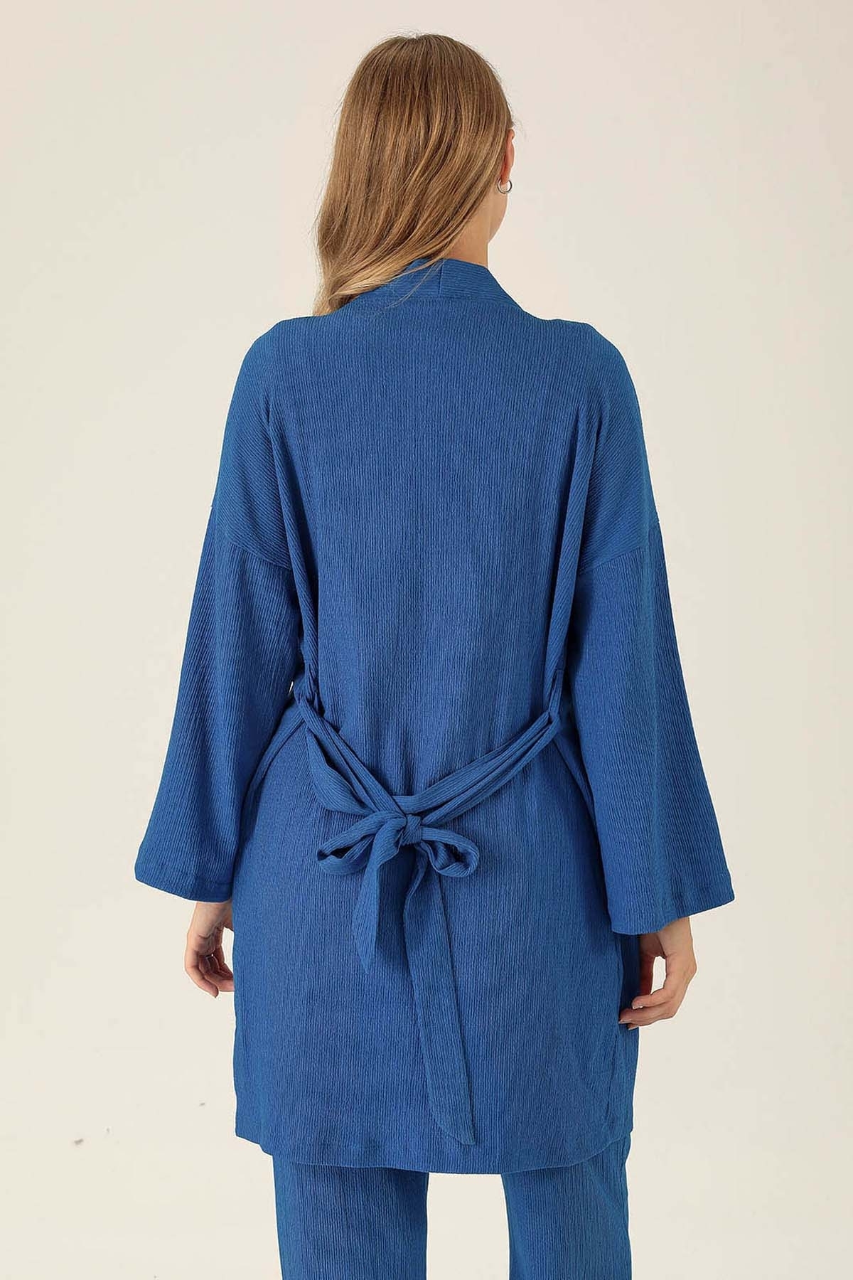 Bel Kuşaklı Kimono - 6538A Saks - 5