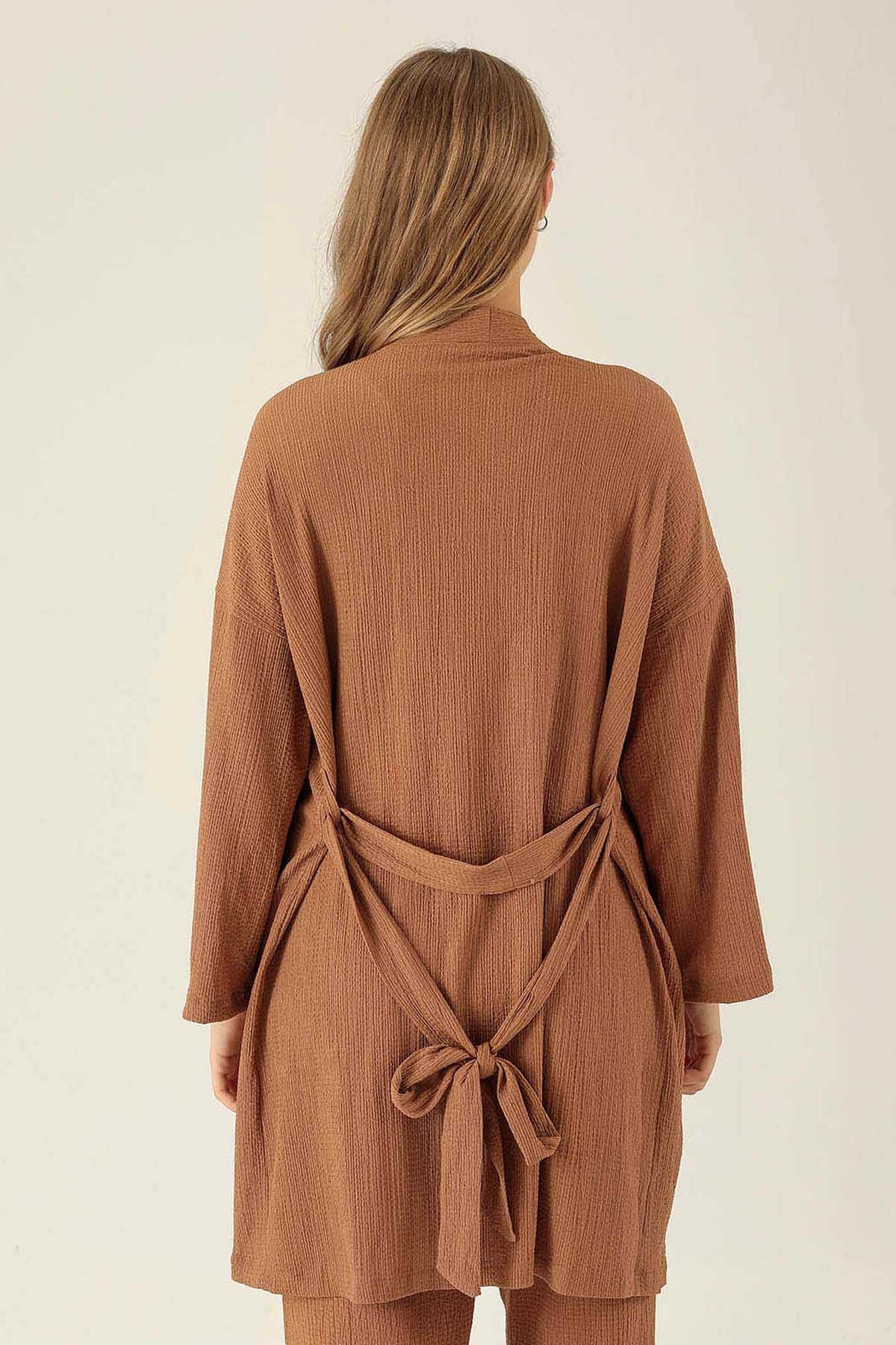 Bel Kuşaklı Kimono - 6538A Taba - 5