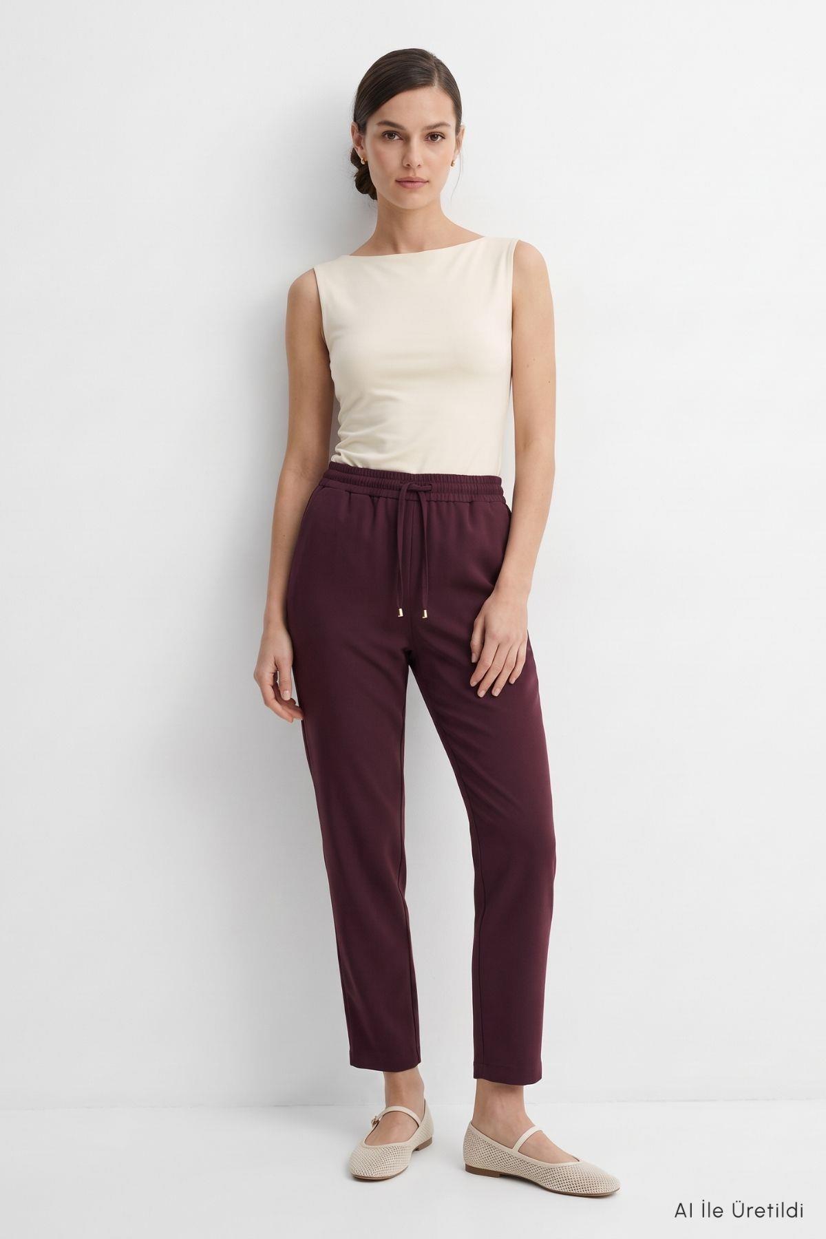 Beli Lastikli Cepli Dar Paça Pantolon 3211 Mürdüm - RAYS