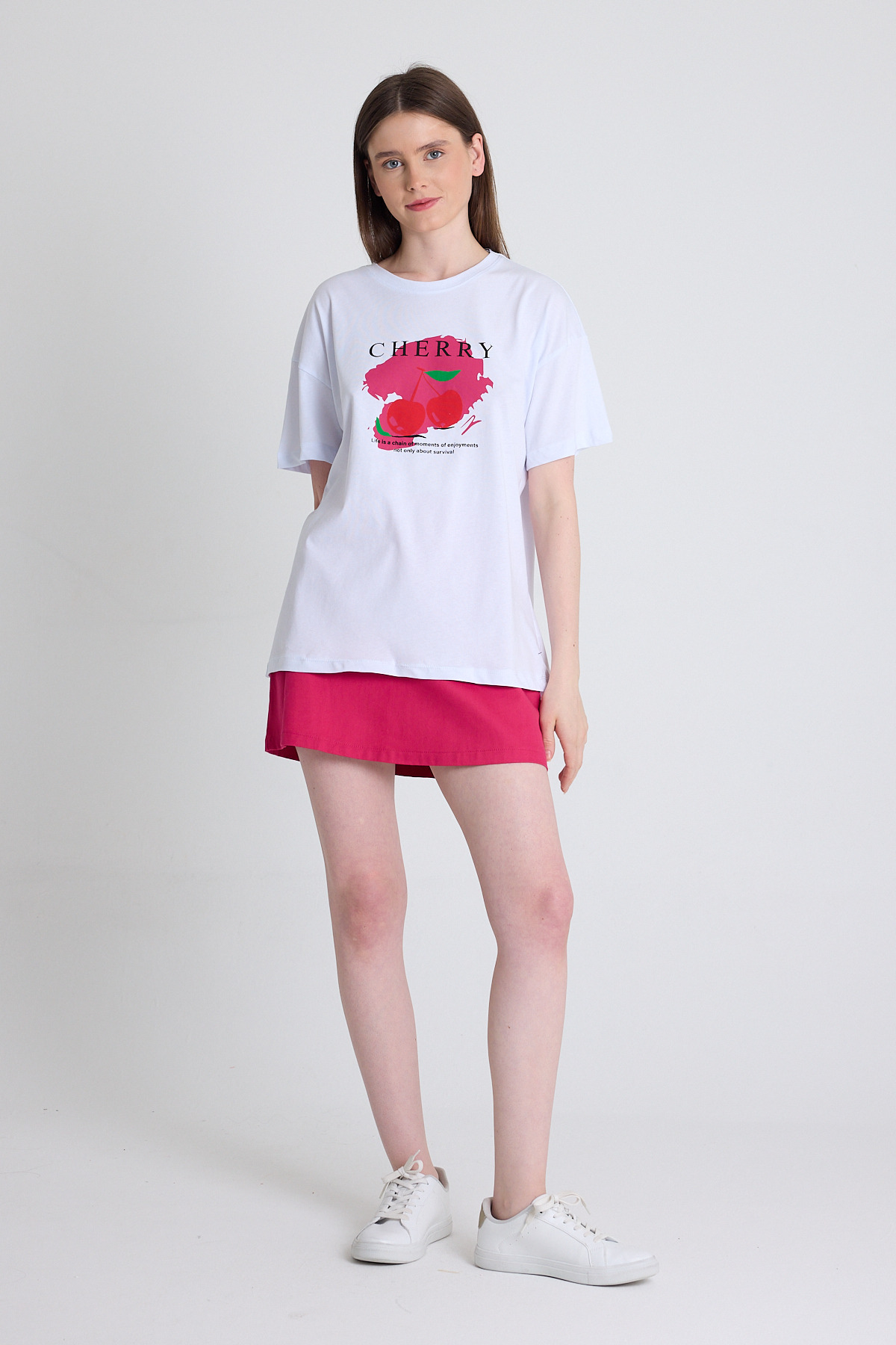 Beyaz %100 Pamuk Yazı Baskılı Tişört 2150-15M - 3