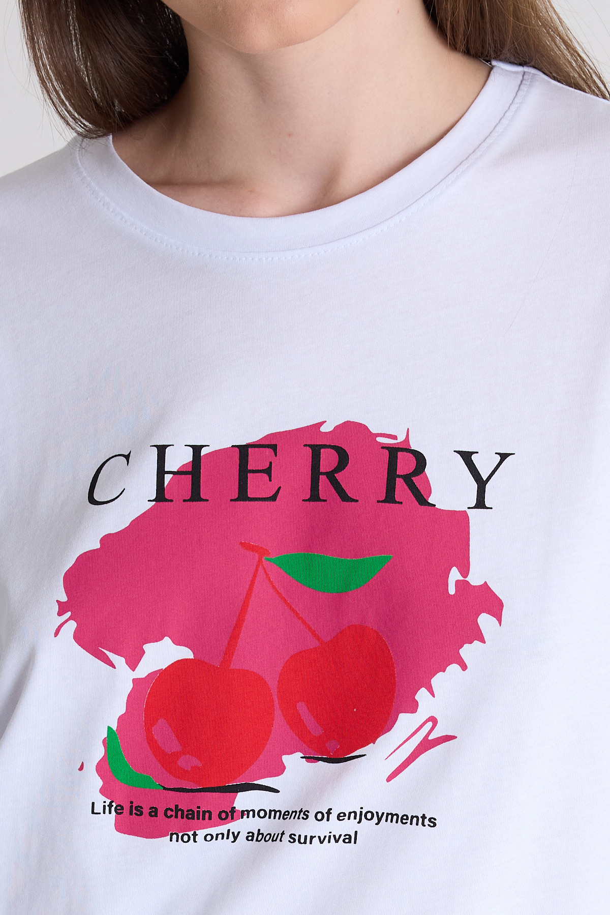 Beyaz %100 Pamuk Yazı Baskılı Tişört 2150-15M - 4