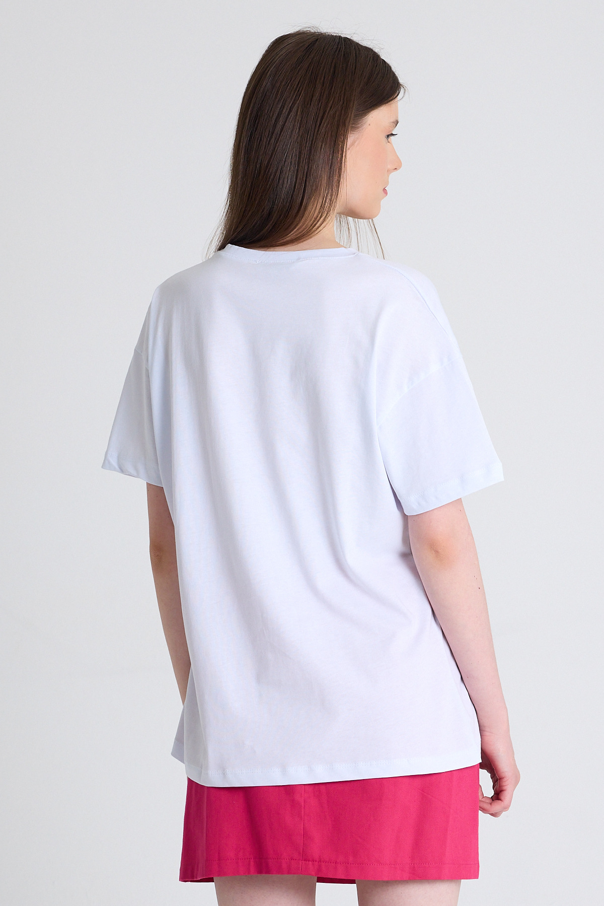 Beyaz %100 Pamuk Yazı Baskılı Tişört 2150-15M - 5