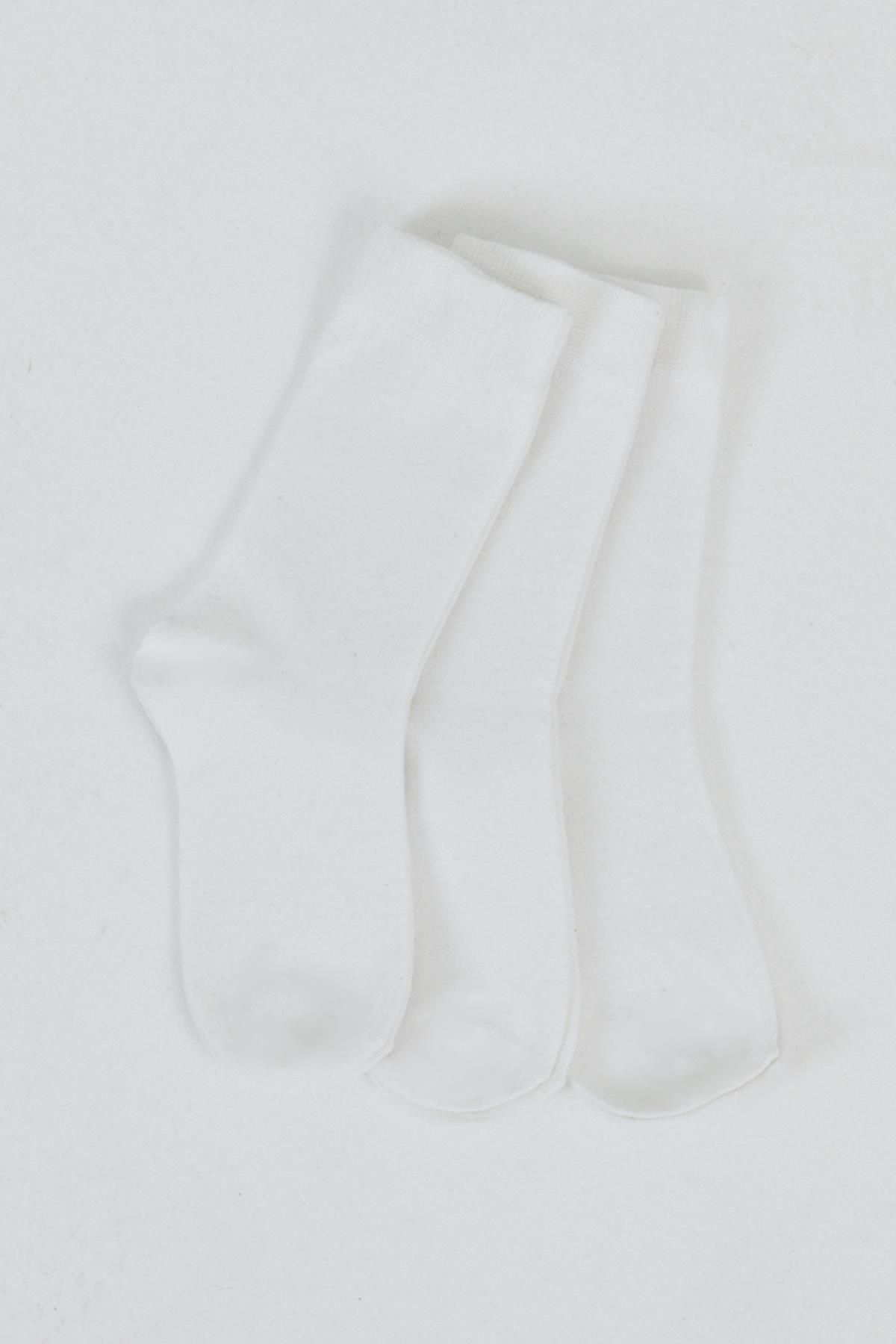 Beyaz 3'lü Örme Soket Çorap 1021 - RAYS