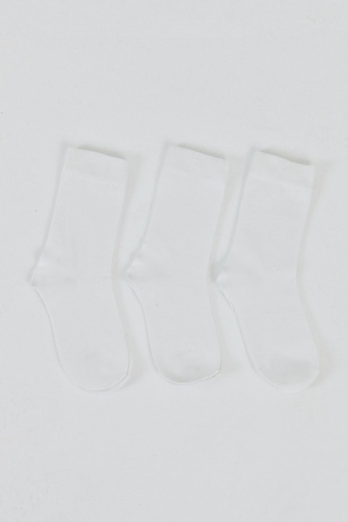 Beyaz 3'lü Örme Soket Çorap 1021 - RAYS
