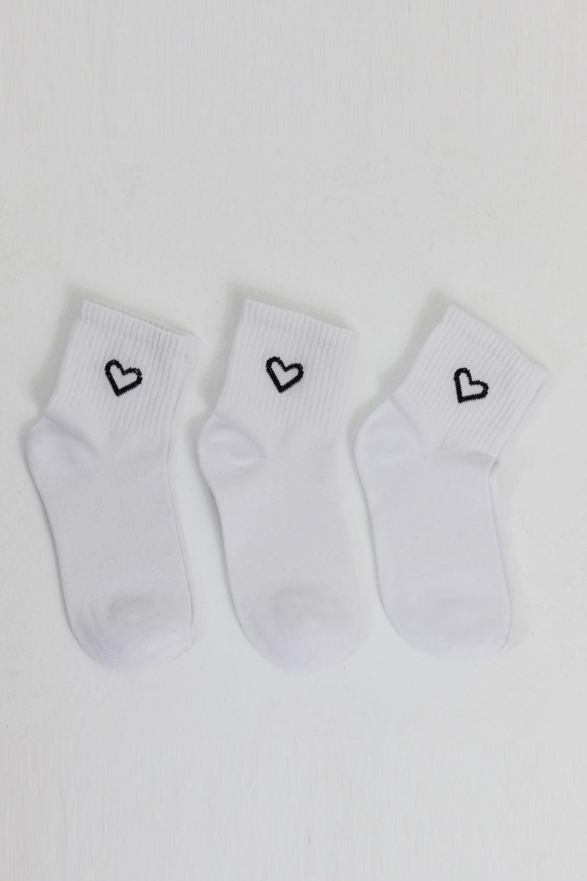 Beyaz 3'lü Örme Soket Çorap 1100 - RAYS