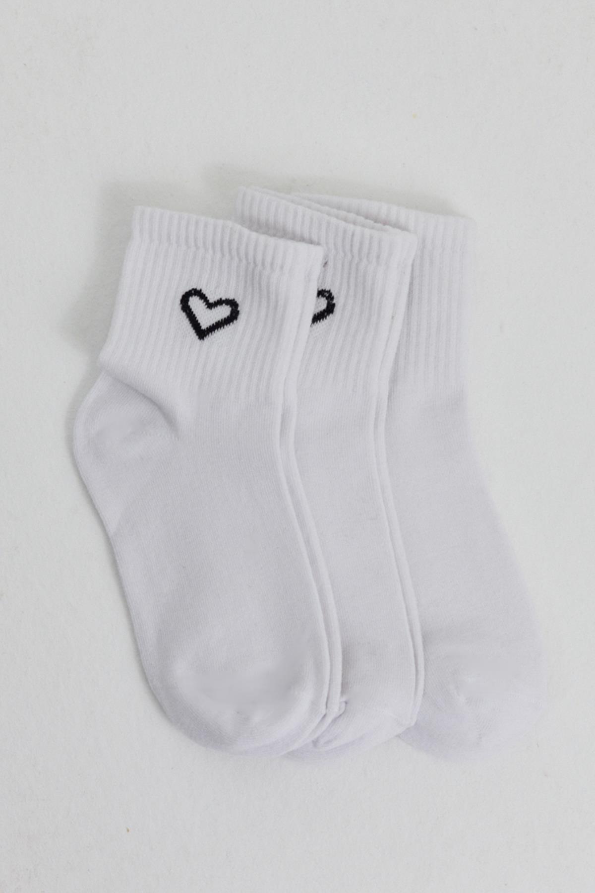 Beyaz 3'lü Örme Soket Çorap 1100 - 1