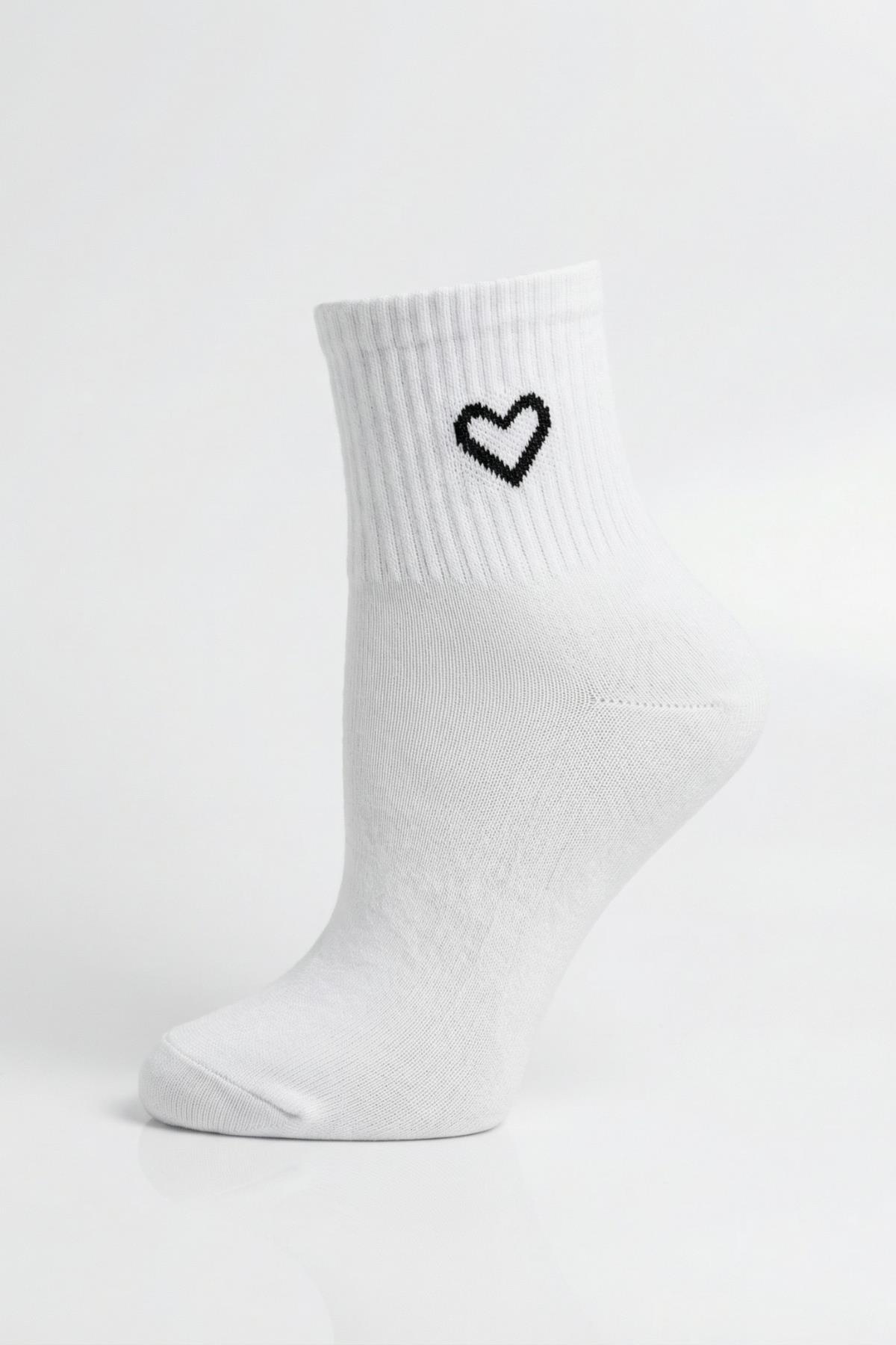 Beyaz 3'lü Örme Soket Çorap 1100 - 3