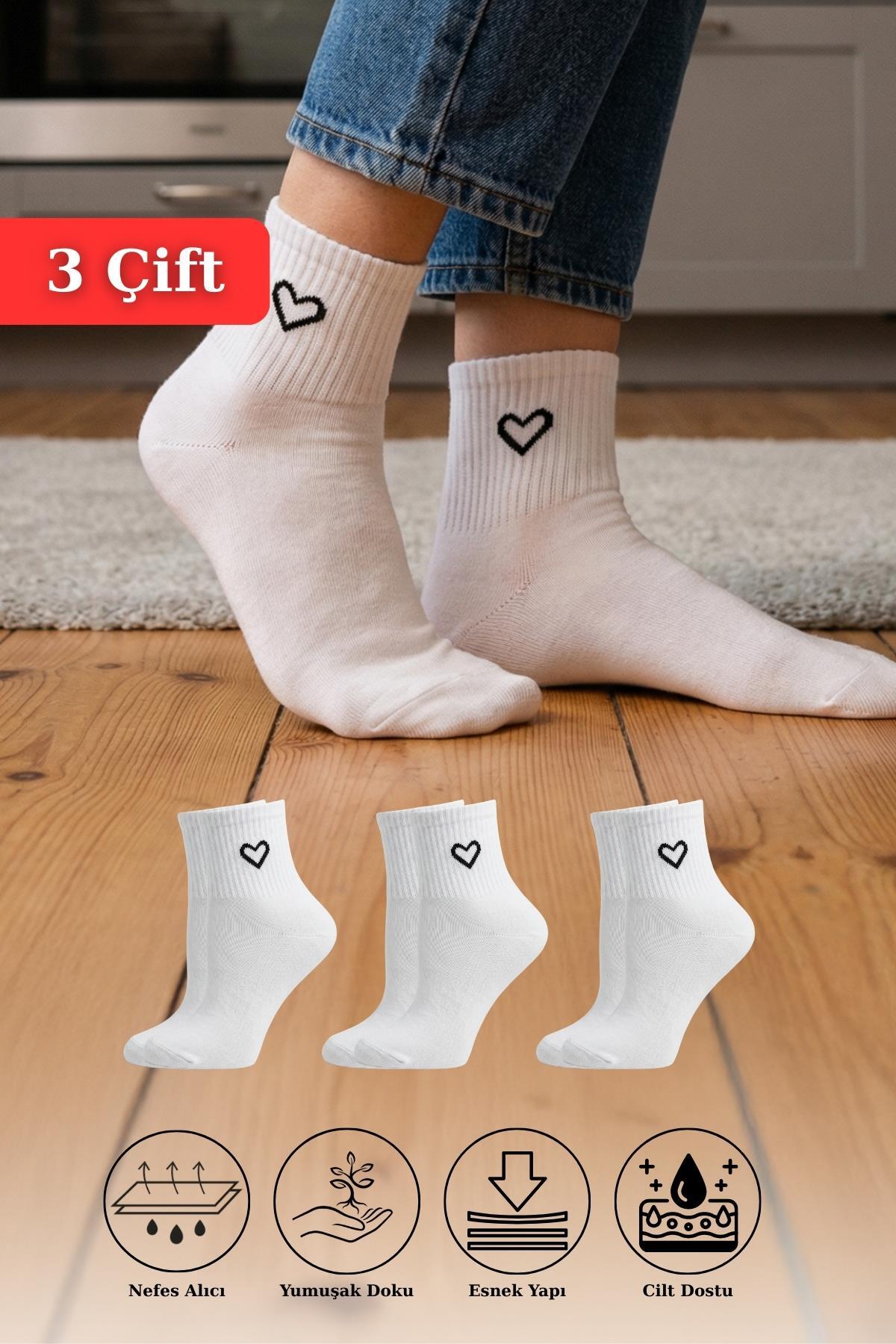 Beyaz 3'lü Örme Soket Çorap 1100 - RAYS