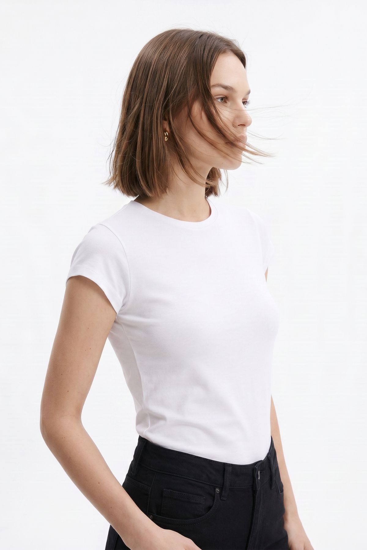 Beyaz 511 Bisiklet Yaka Slim Fit Tişört - RAYS