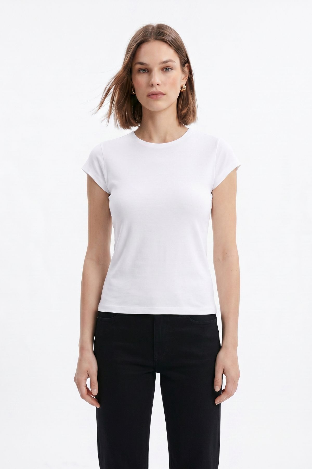 Beyaz 511 Bisiklet Yaka Slim Fit Tişört - RAYS