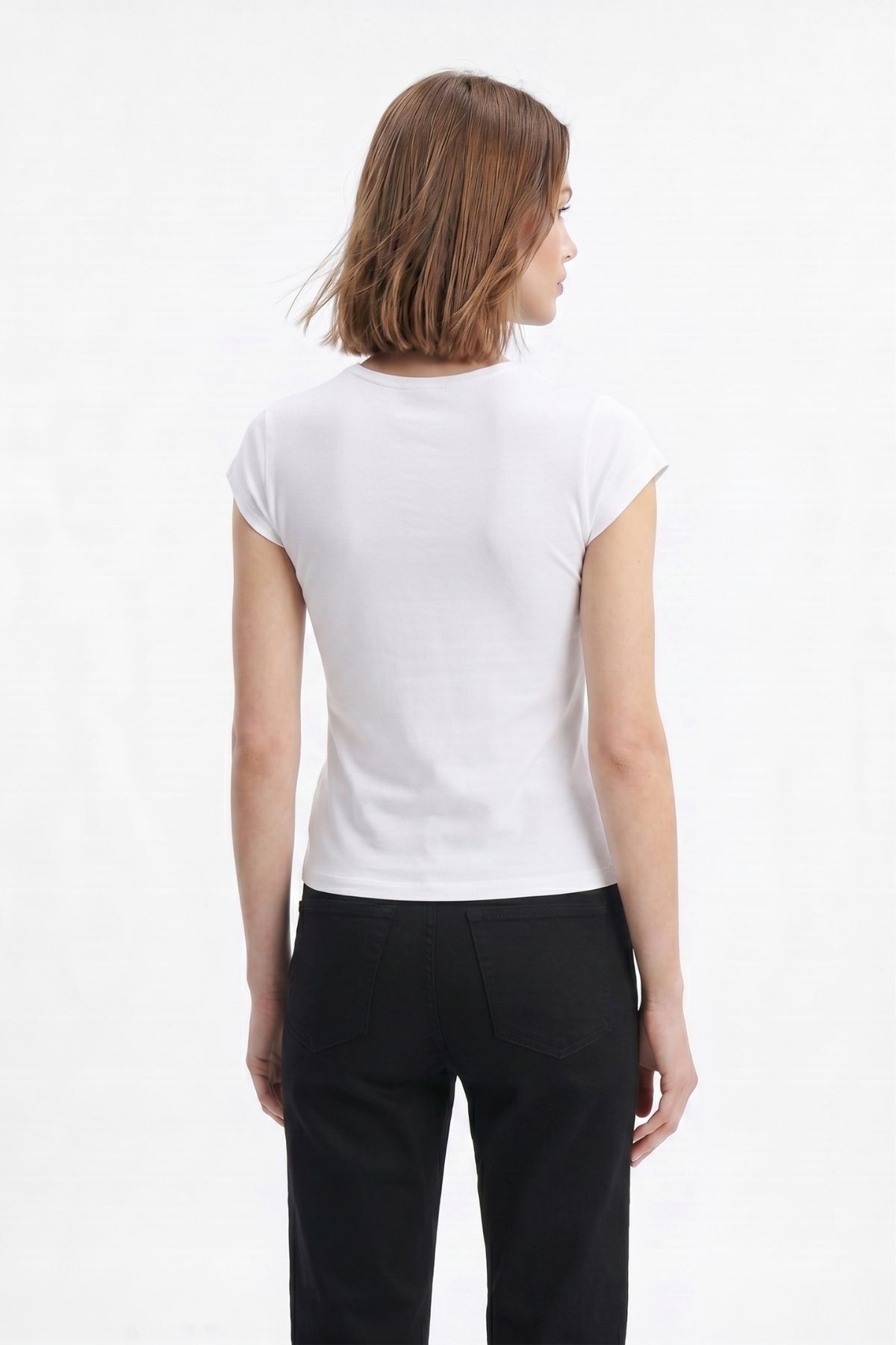 Beyaz 511 Bisiklet Yaka Slim Fit Tişört - RAYS