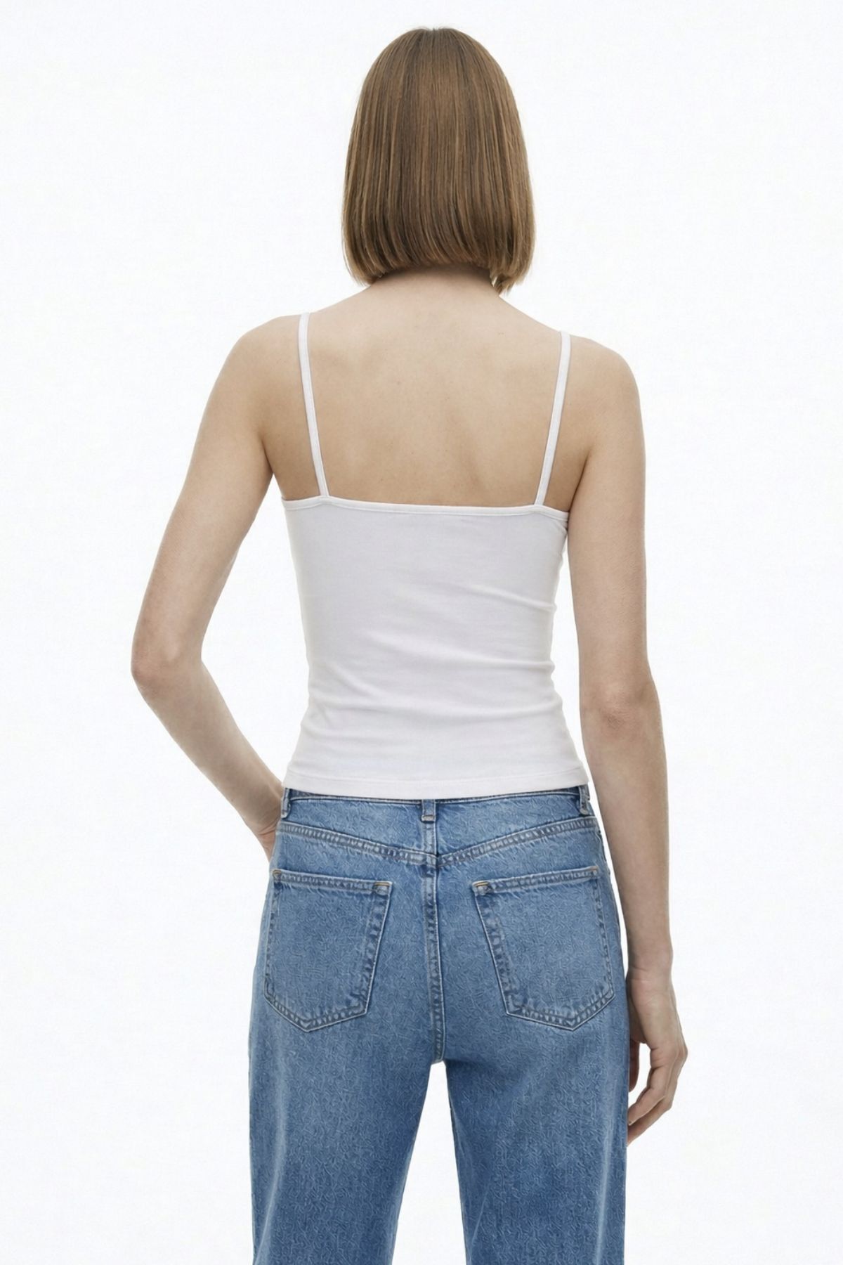 Beyaz Askılı Dantel Yaka Bluz 2770 - RAYS