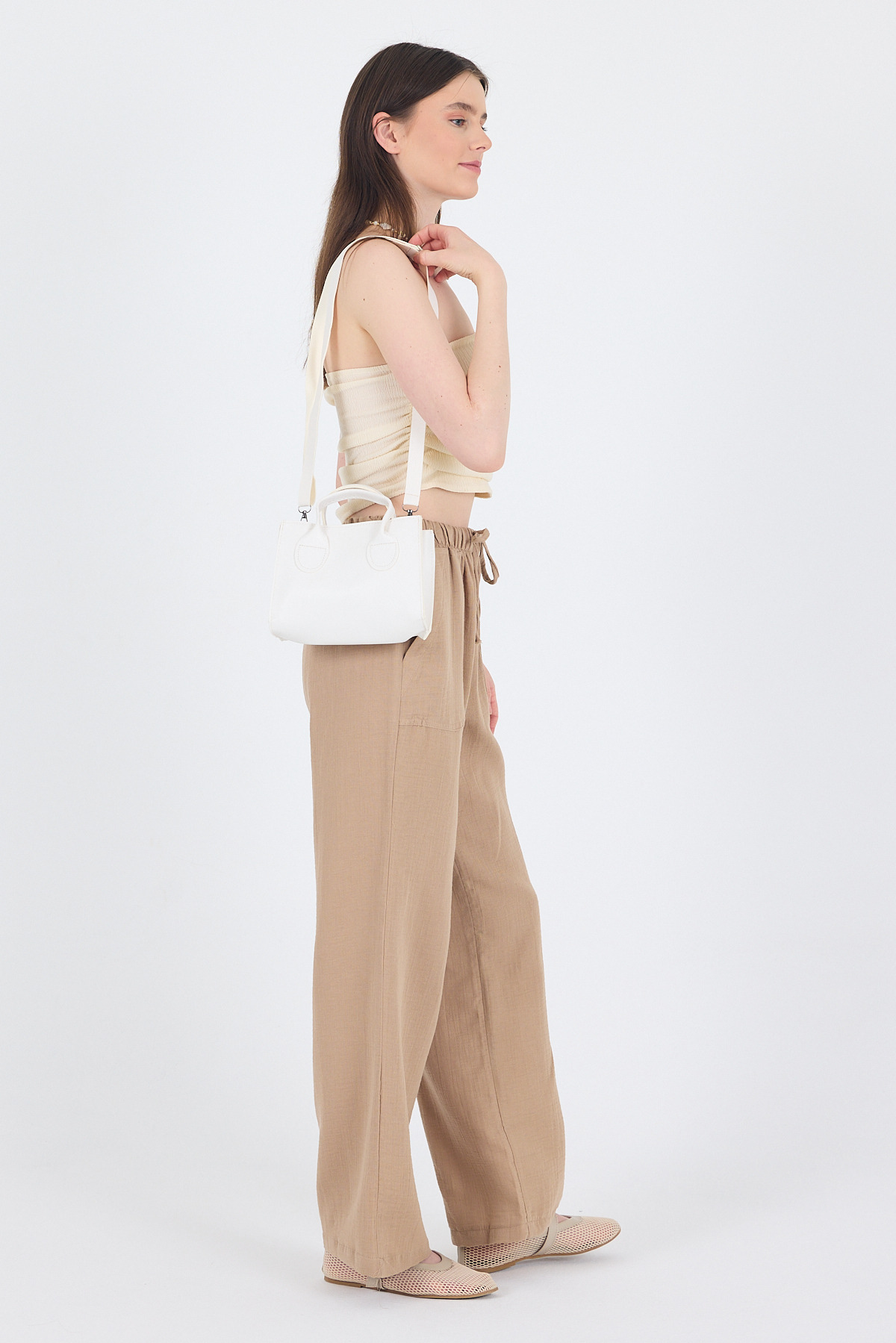 Beyaz Askılı El ve Kol Çantası 9217 - 5