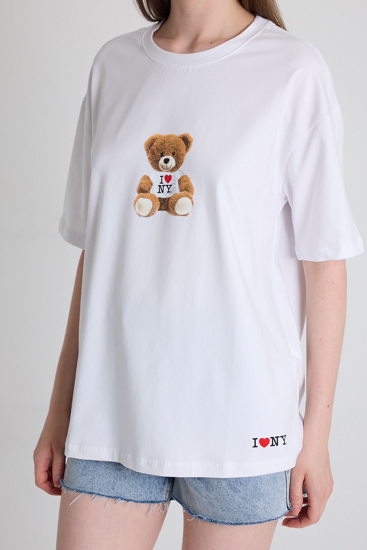 Beyaz Ayı Baskılı Oversize Tişört 6402 - 5