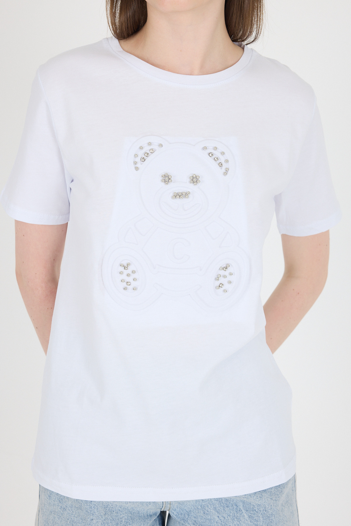 Beyaz Ayıcık Kabartmalı Tişört 25221 - RAYS