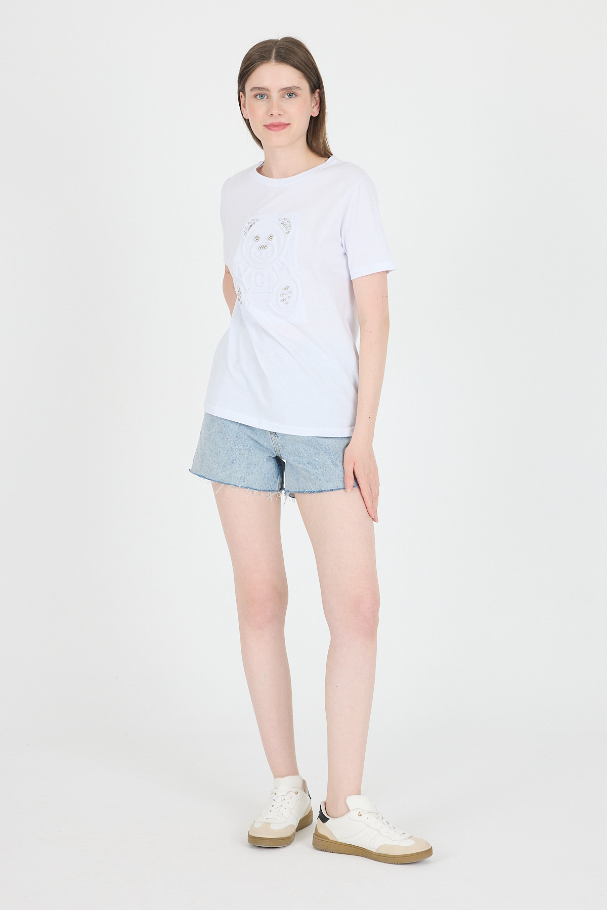 Beyaz Ayıcık Kabartmalı Tişört 25221 - 3