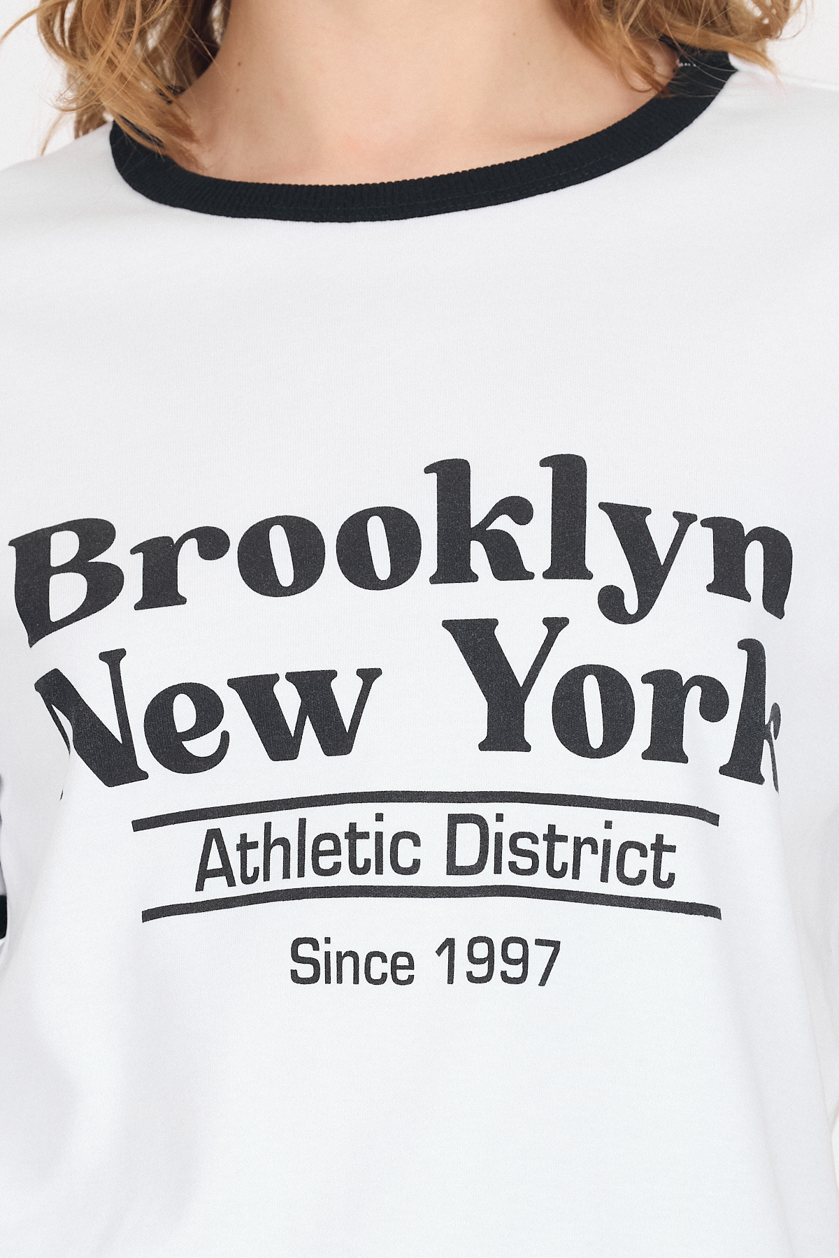 Beyaz Baskılı Relaxed Fit Ribana Detaylı Tişört 5652 - 4