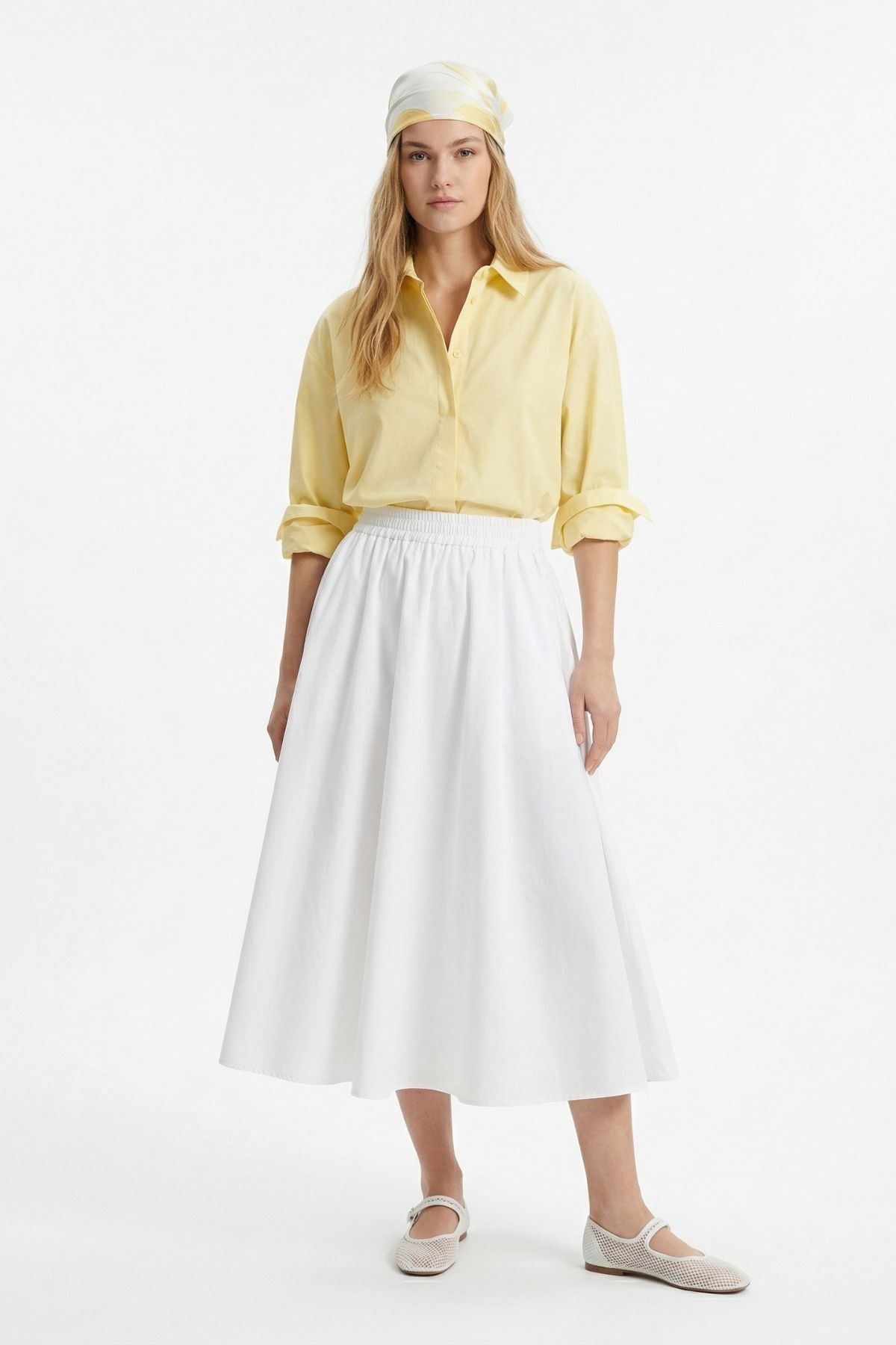 Beyaz Bel Lastik Cep Detay Etek 8457A - RAYS (1)