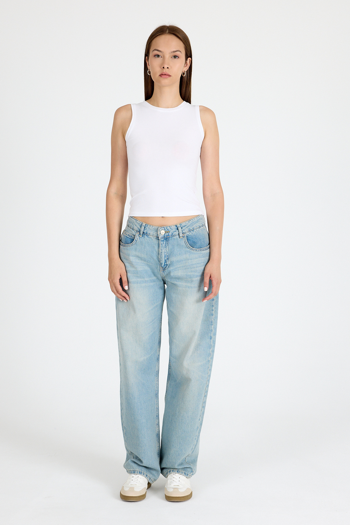 Beyaz Bisiklet Yaka Kolsuz Slim Fit Atlet 1663 - 3