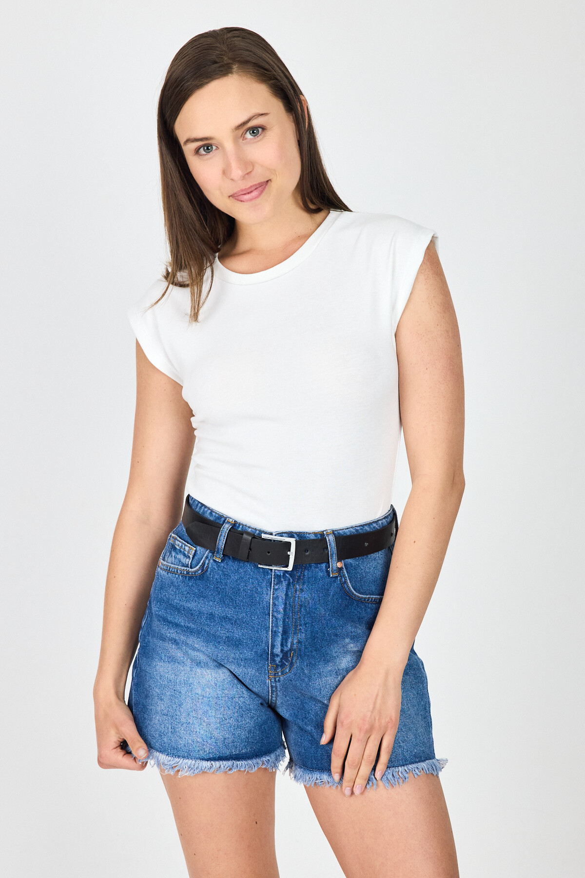 Beyaz Bisiklet Yaka Pamuklu Slim Fit Tişört 3050 - 1