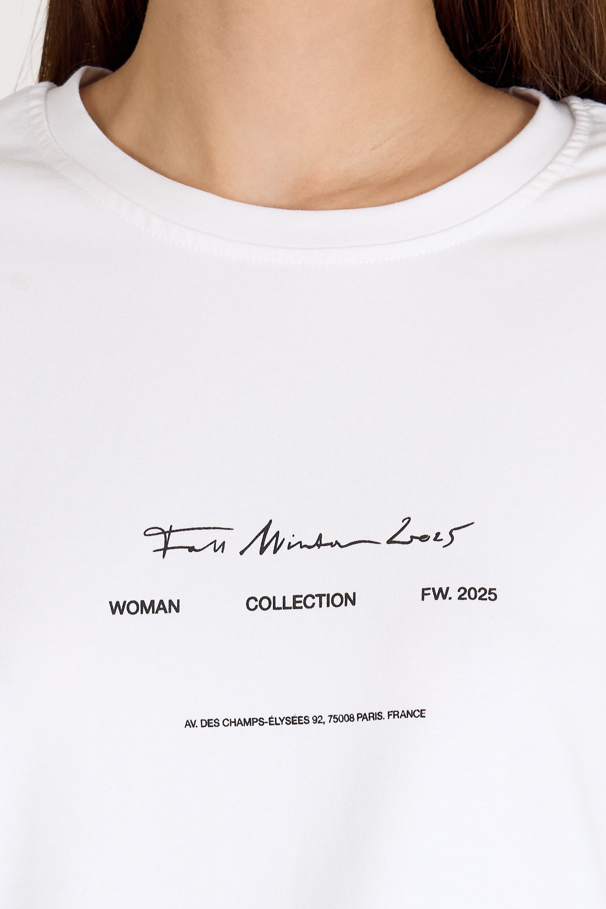 Beyaz Bisiklet Yaka Yazı Baskılı Oversize Tişört 5832 - 4