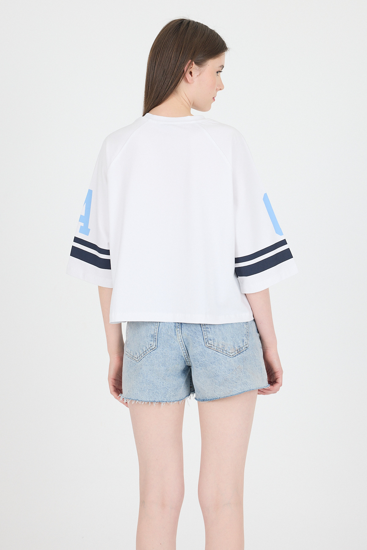 Beyaz California Baskılı Oversize Tişört 6817 - 5