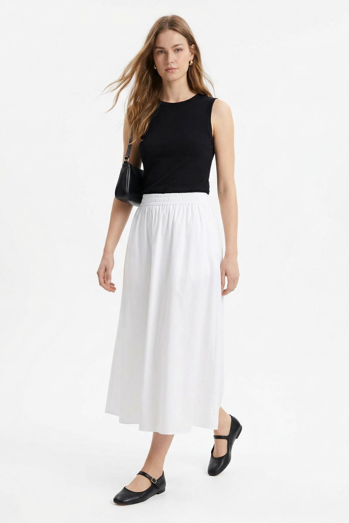 Beyaz Cep Detay Mevlana Etek 3950 - 2