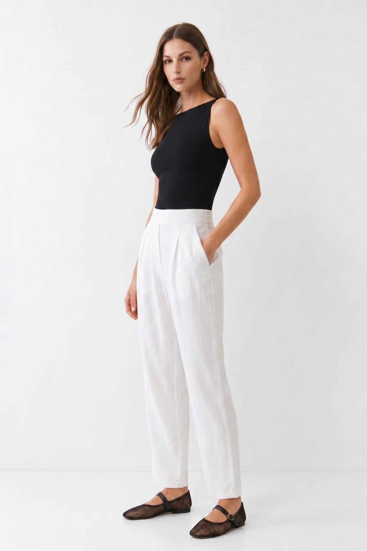 Cepli Pantolon 4678A Beyaz - RAYS