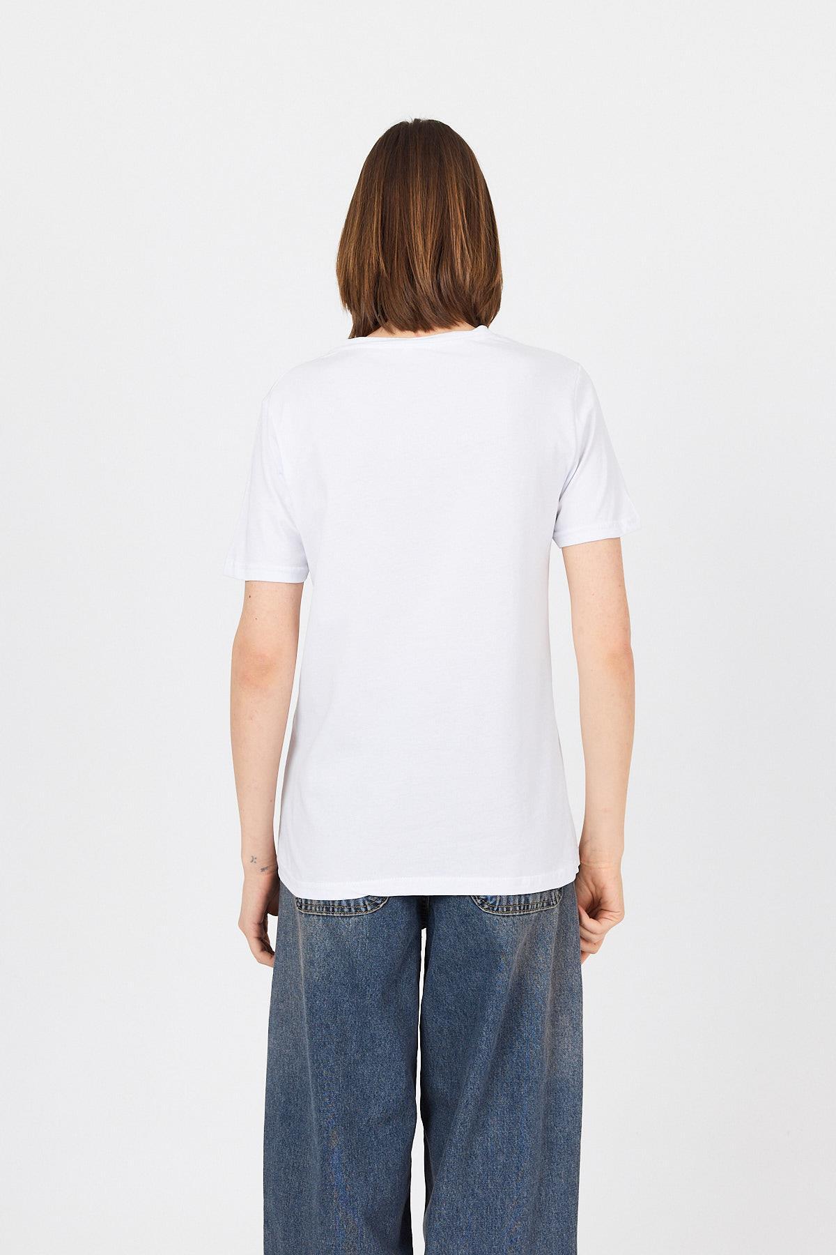 Beyaz Change Yazı Kabartmalı Tişört 25227 - 5