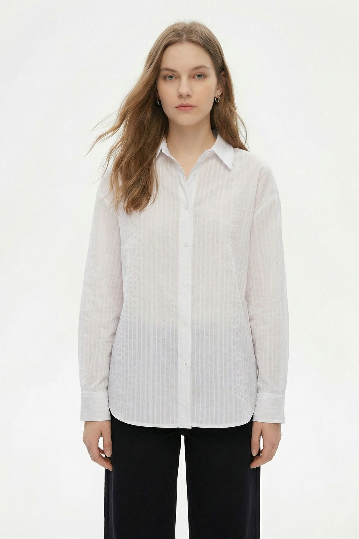 Beyaz Çizgi Detay Gömlek 7517 - 2