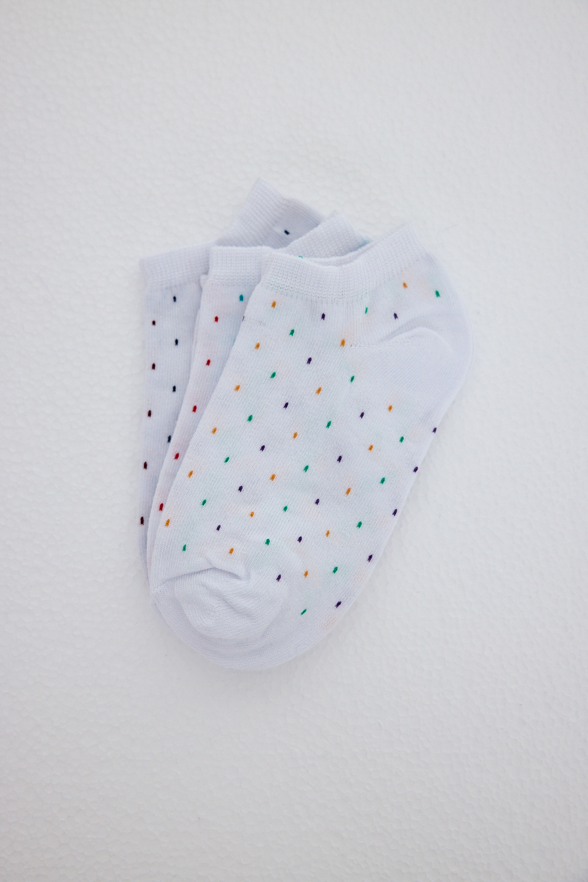 Beyaz Desenli 3'lü Örme Çorap 1211 