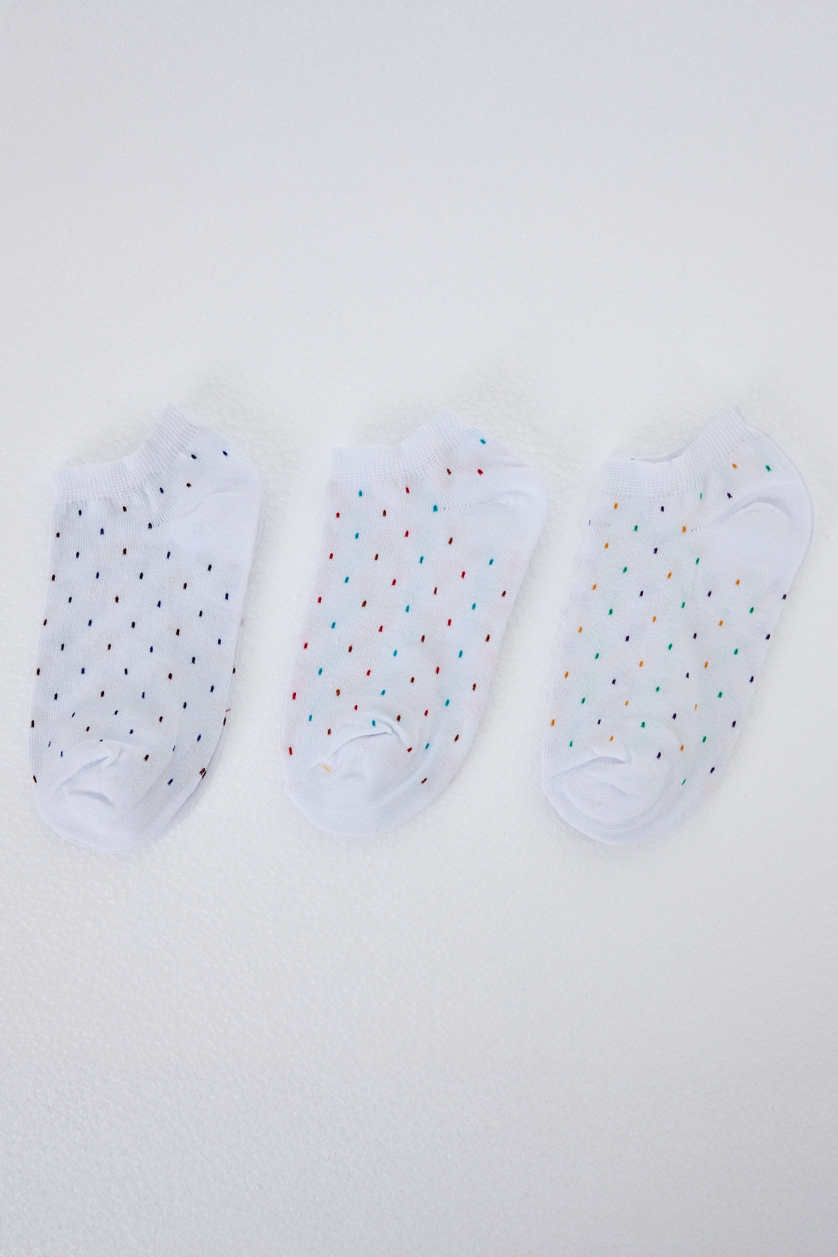 Beyaz Desenli 3'lü Örme Çorap 1211 - 3