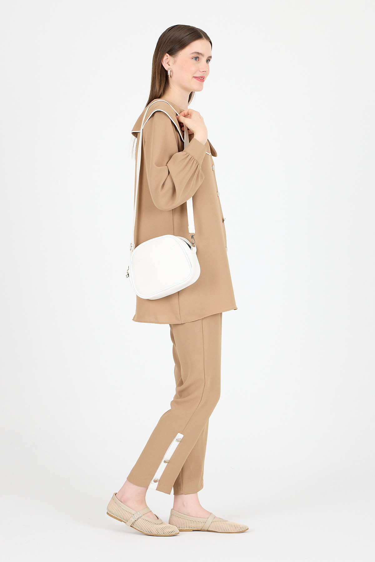 Beyaz Fermuarlı Çapraz Askılı Omuz Çantası 9213 - RAYS