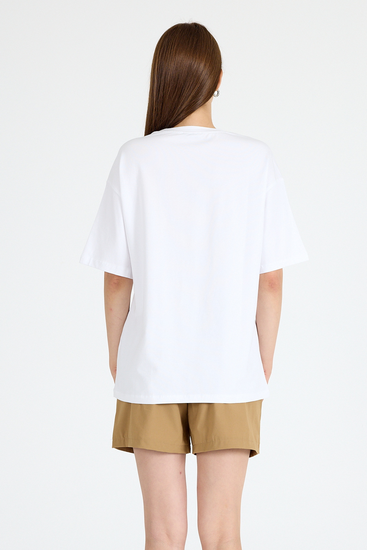 Beyaz Kaplan Baskılı Oversize Tişört 6887 - 5