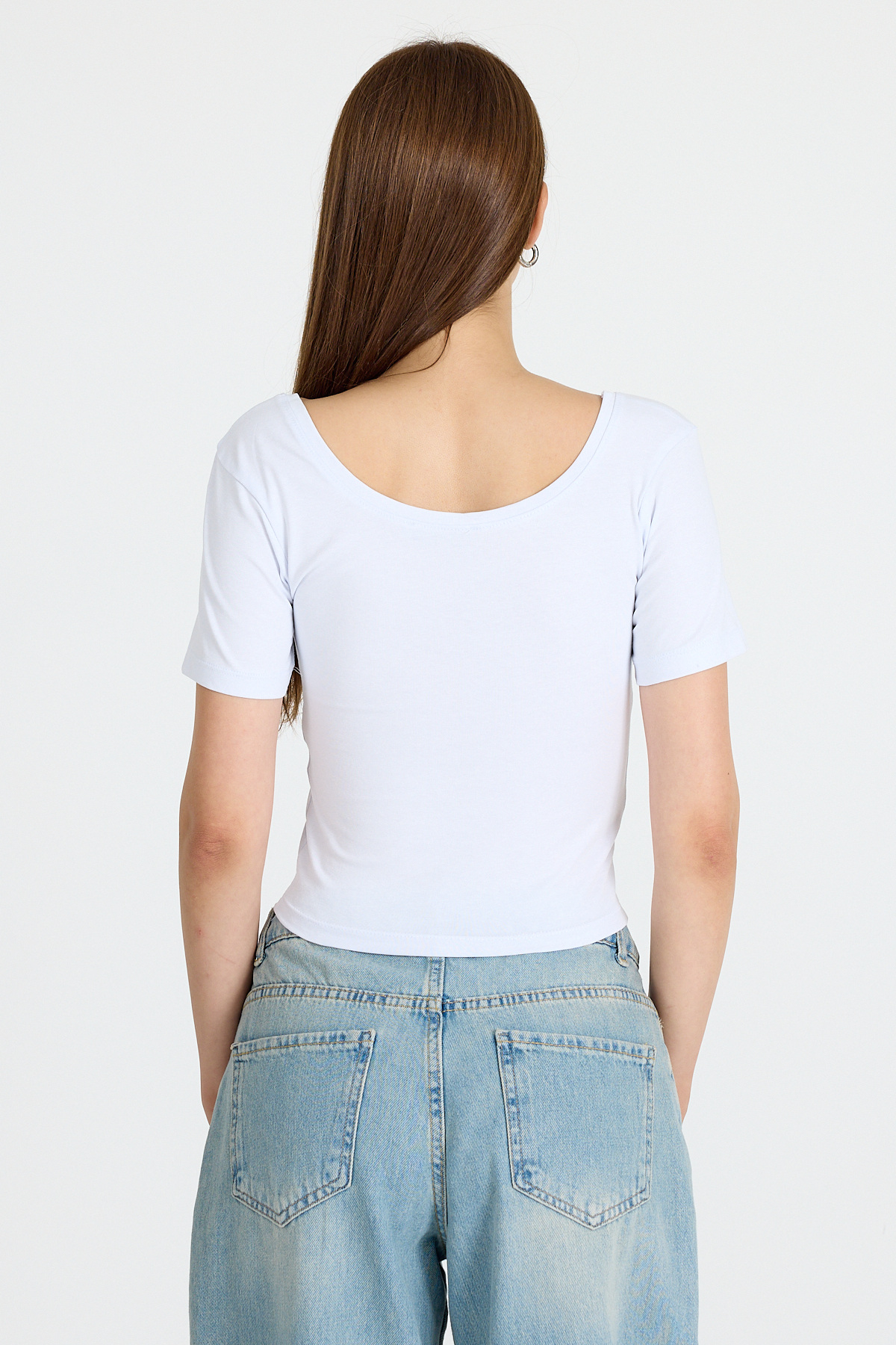 Beyaz Kare Yaka Örme Body 9202M - 5