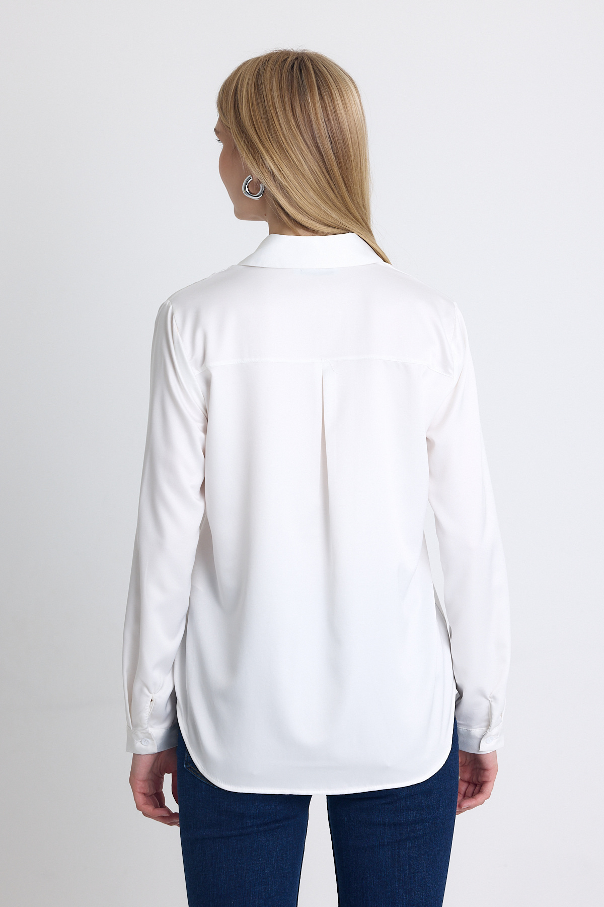 Beyaz Klasik Kesim Saten Gömlek 4105A - 5