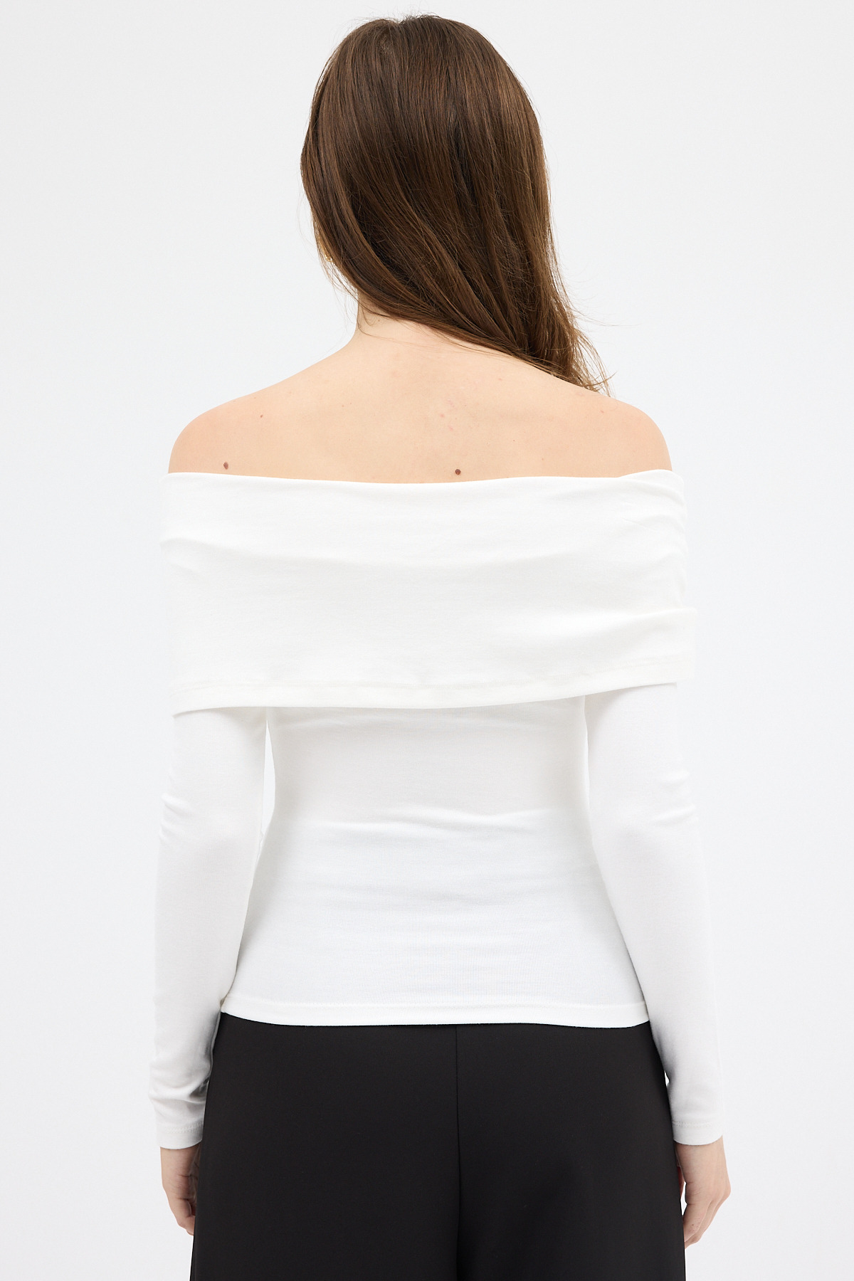 Beyaz Kayık Yaka Uzun Kollu Kadın Bluz 1465 - 5