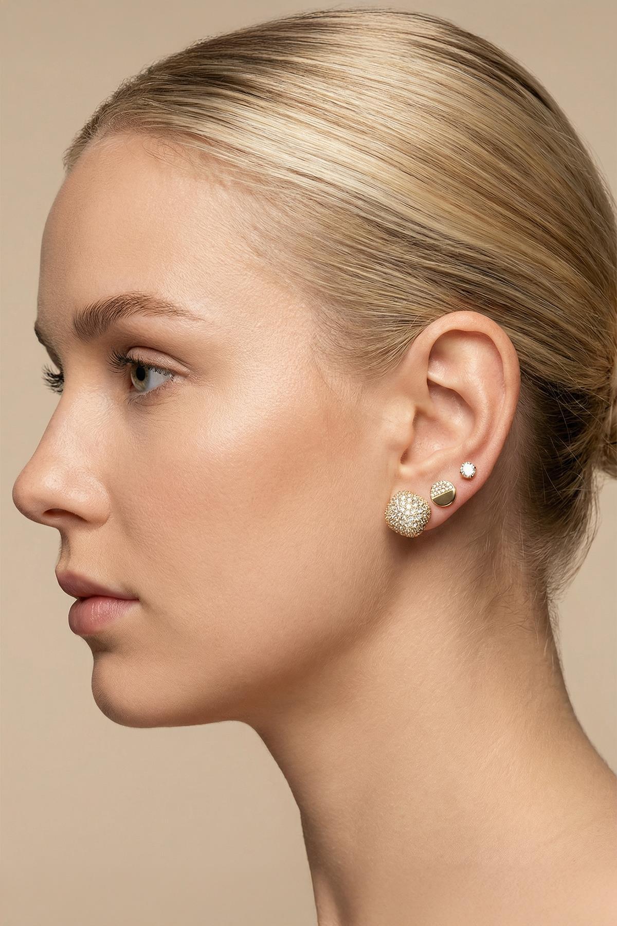 Beyaz Taşlı Çoklu Küpe Seti 0117 - RAYS