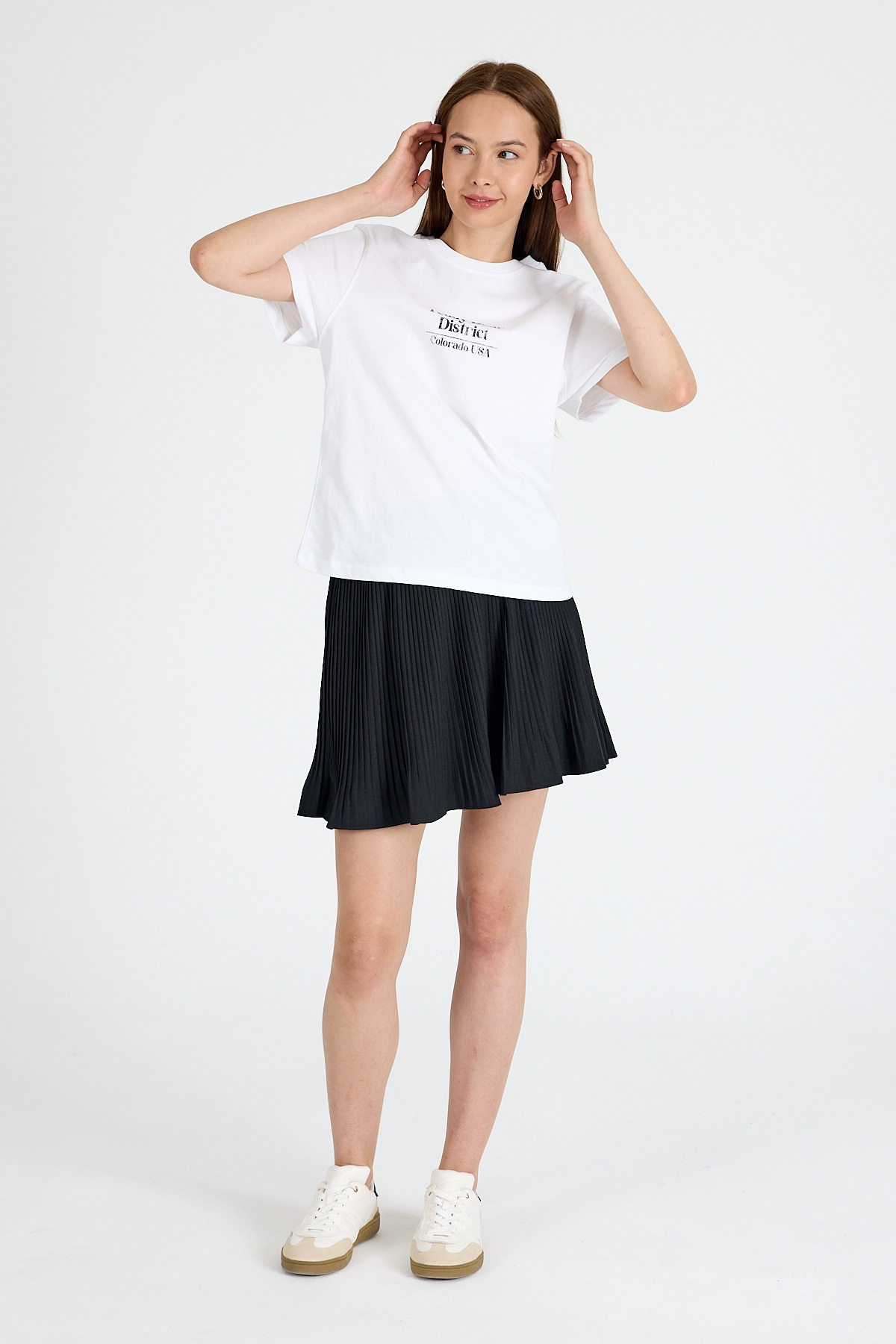 Beyaz Yazı Baskılı Oversize Tişört 6462 - 3