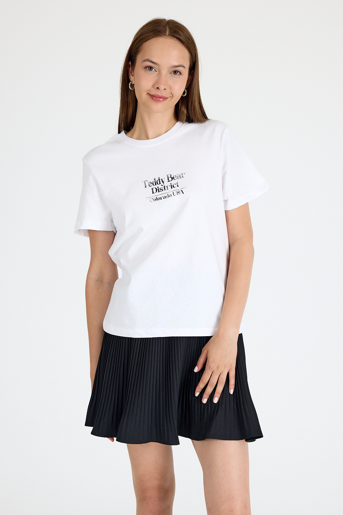 Beyaz Yazı Baskılı Oversize Tişört 6462 - 6