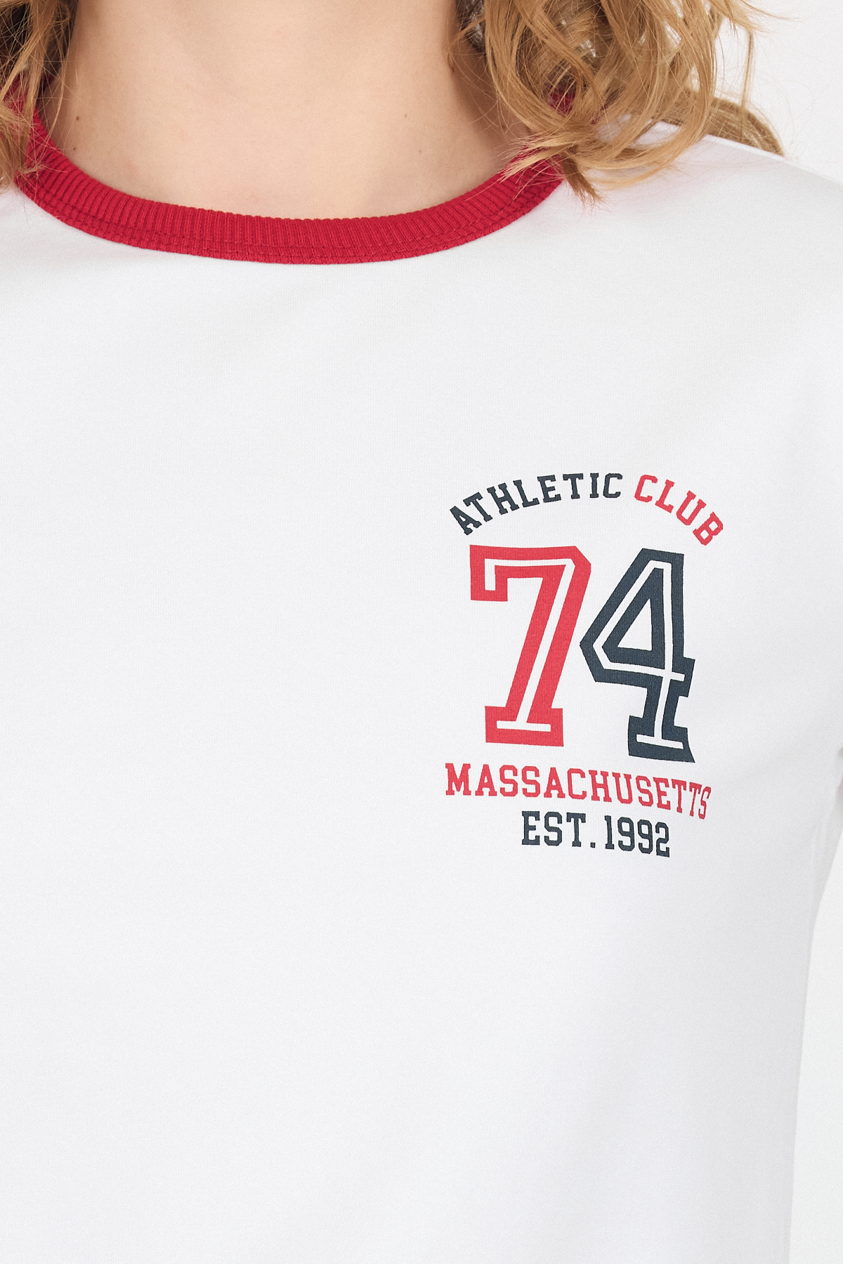 Beyaz Yazı Baskılı Regular Fit Ribana Detaylı Tişört 6325 - 4