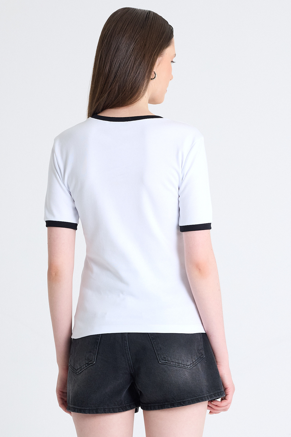 Beyaz Yazı Baskılı Relaxed Fit Tişört 5793 - 5