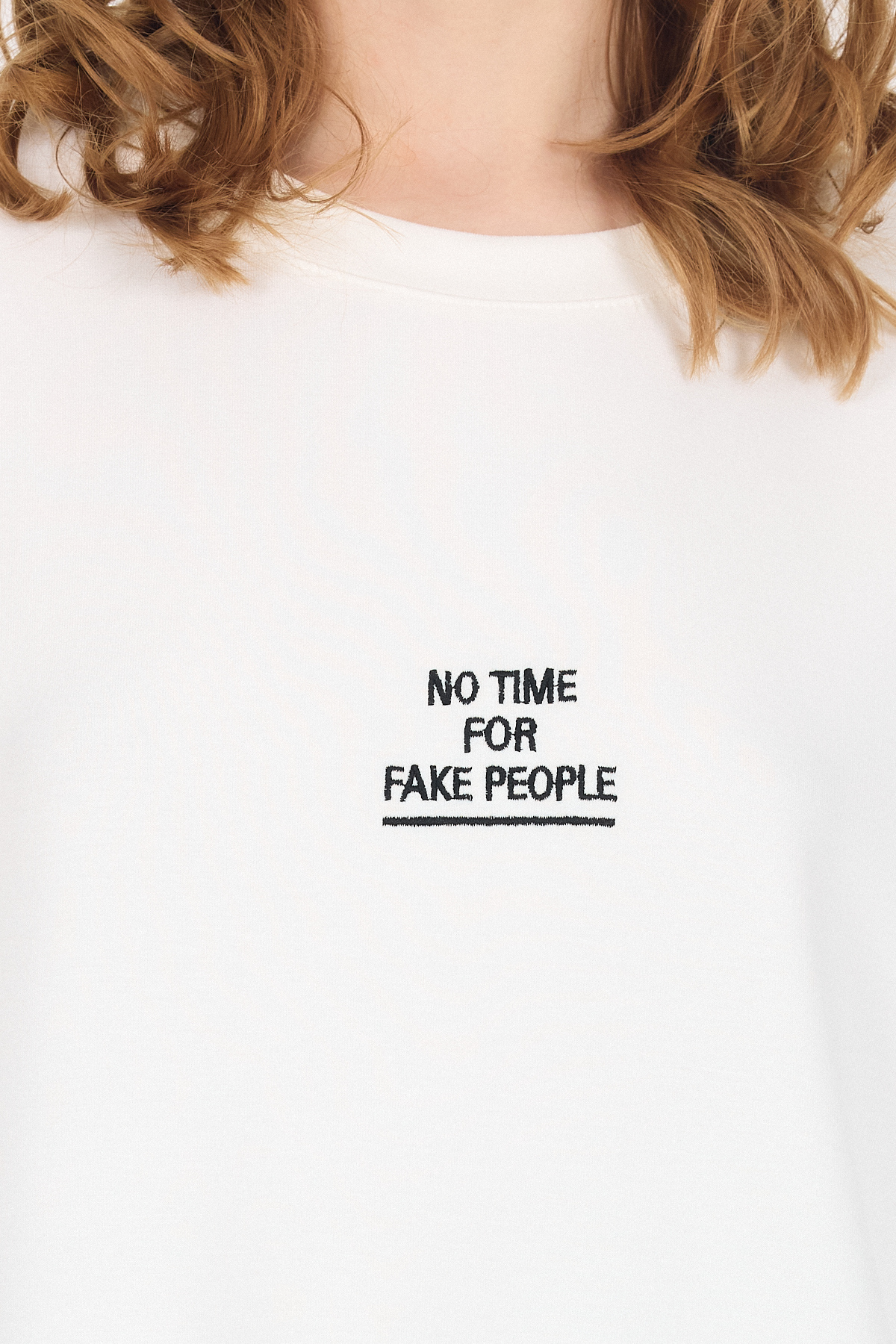 Beyaz Yumuşak Dokulu Yazı Baskılı Oversize Tişört 6265 - 4