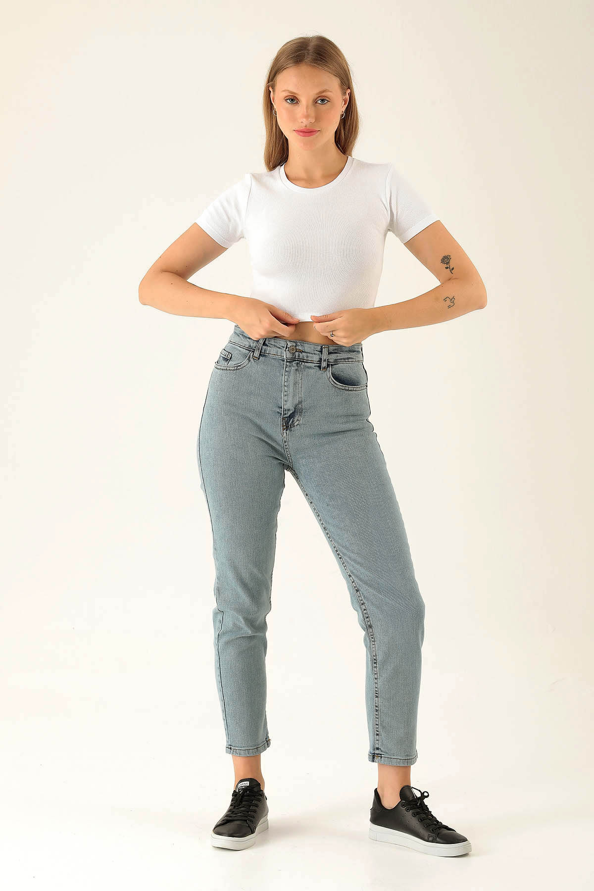 Bisiklet Yaka Bayan Bluz - 1405 Beyaz - 3