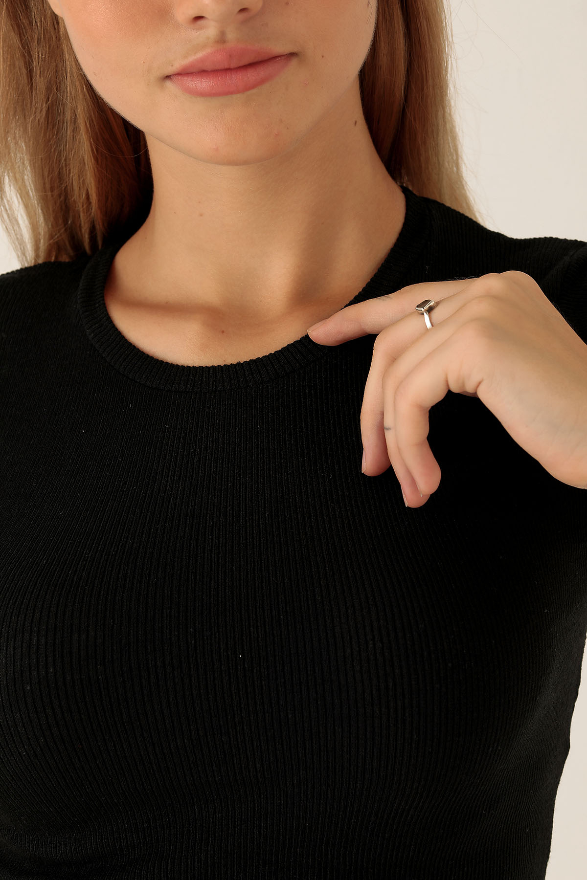 Bisiklet Yaka Bayan Bluz - 1405 Siyah - 6